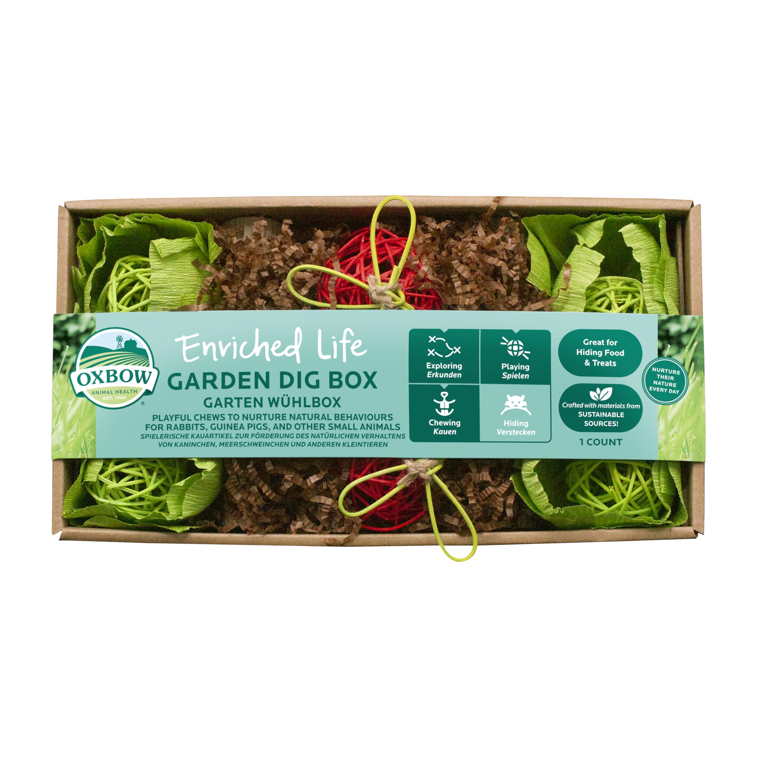 Oxbow Enriched Life Garden Dig Box - Natural Paper Chew Toy for Small Animals | Lightweight & Portable 1