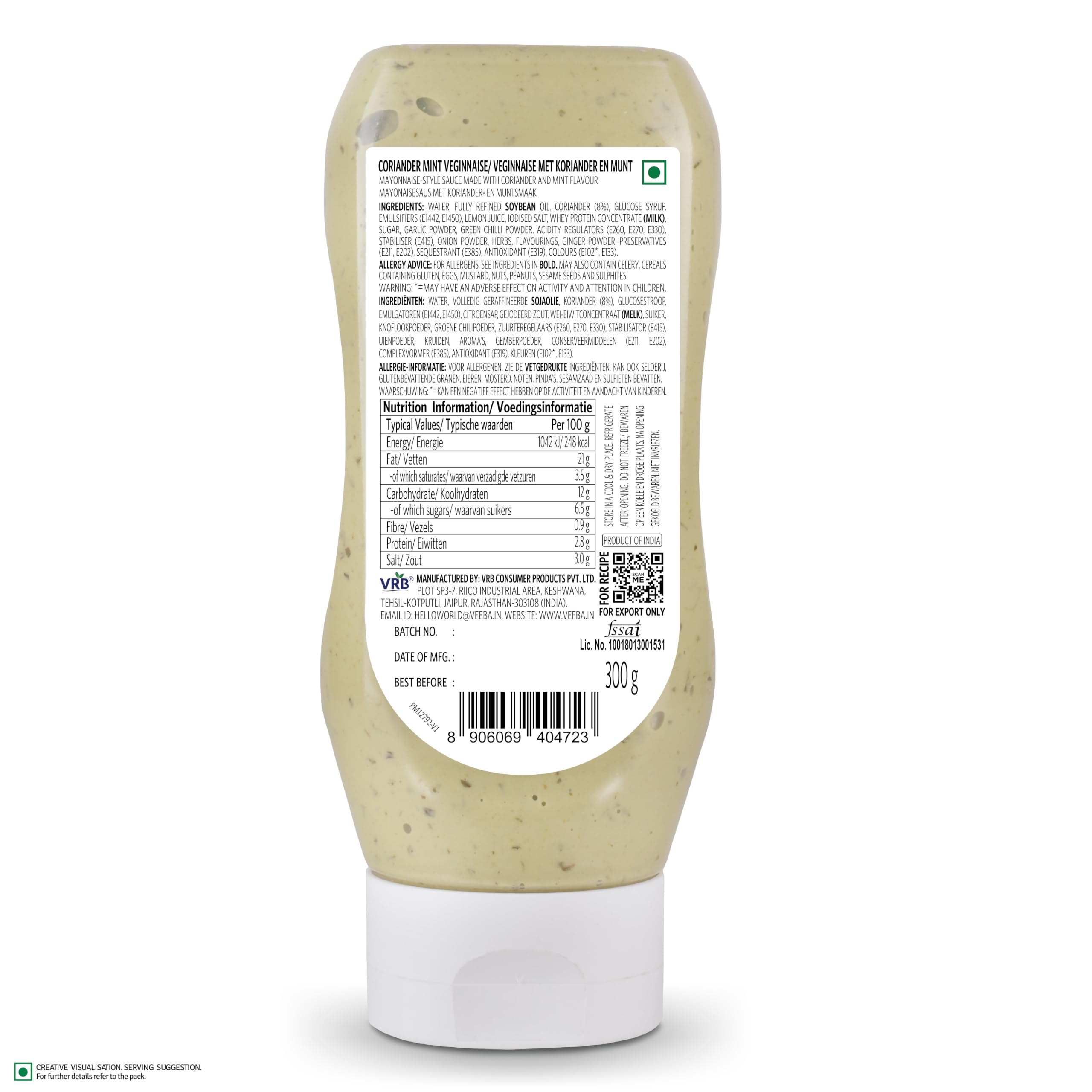 Veeba Coriander Mint Veginnaise - Eggless Mayonnaise | 300g