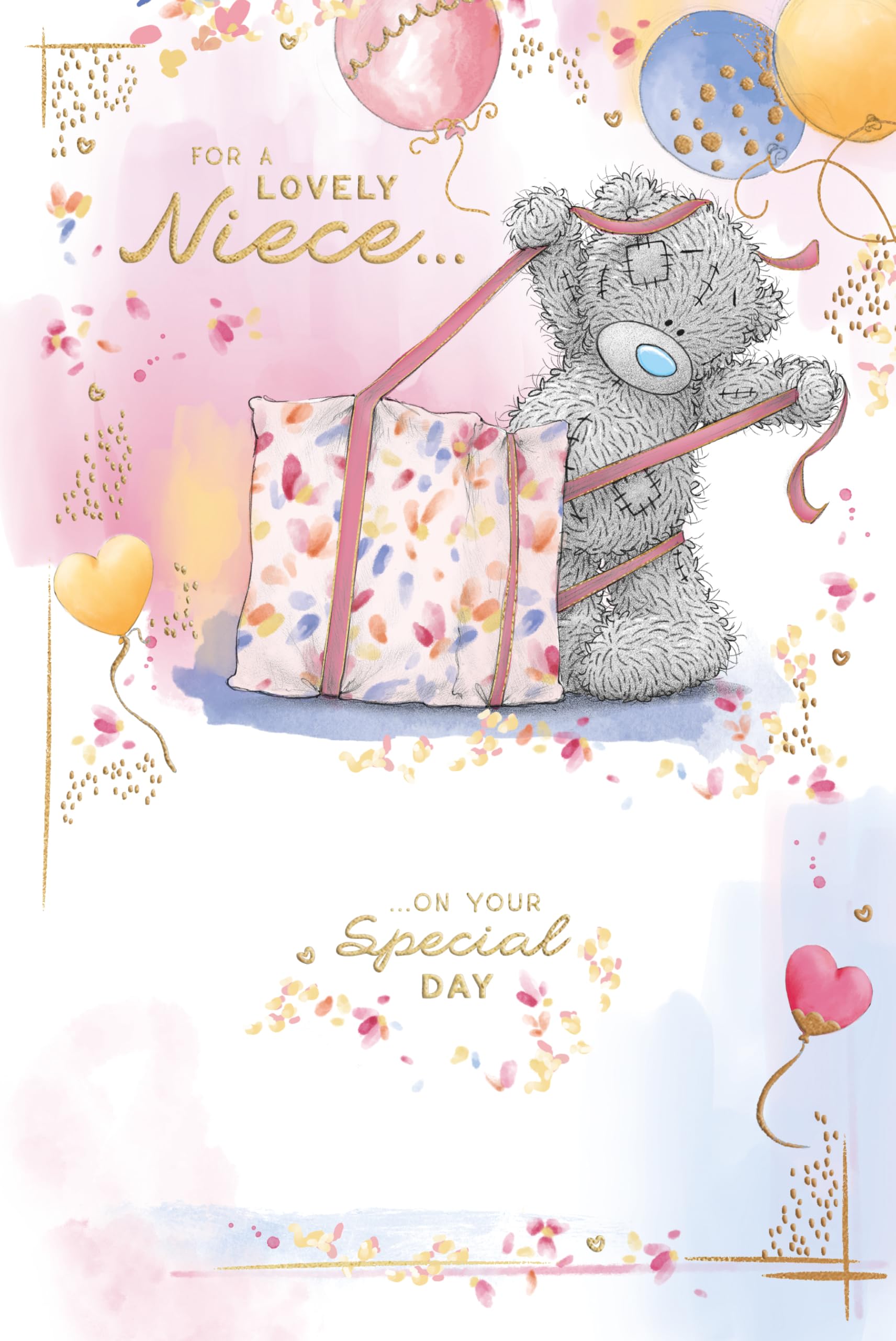 Me To You Tatty Teddy Lovely Niece Luxury Gold Foil Birthday Card | 6 x 9 Inches