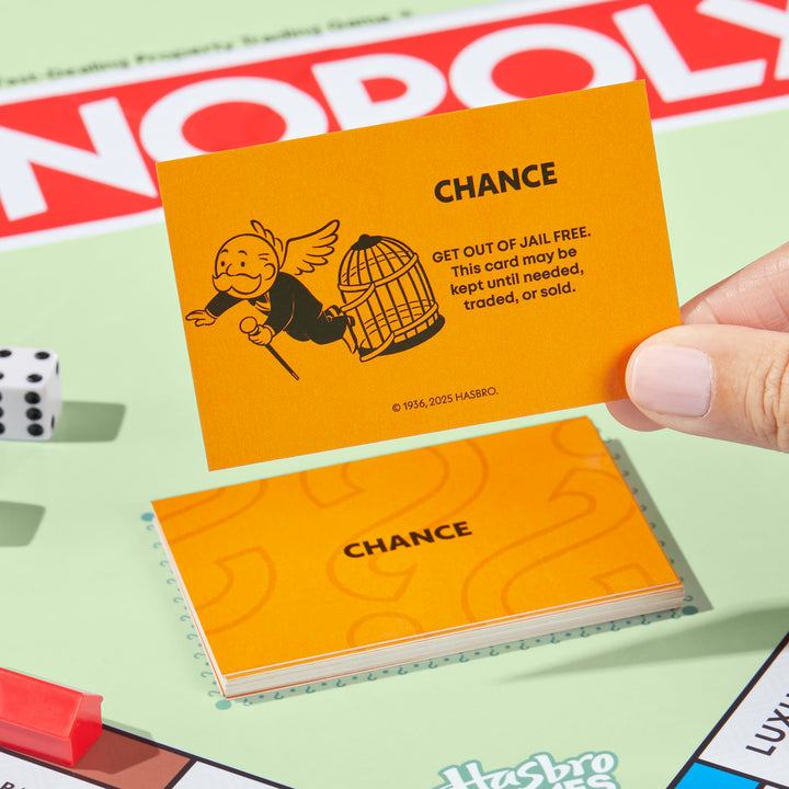 Monopoly Board Game with Storage Tray and Larger Tokens - English Version