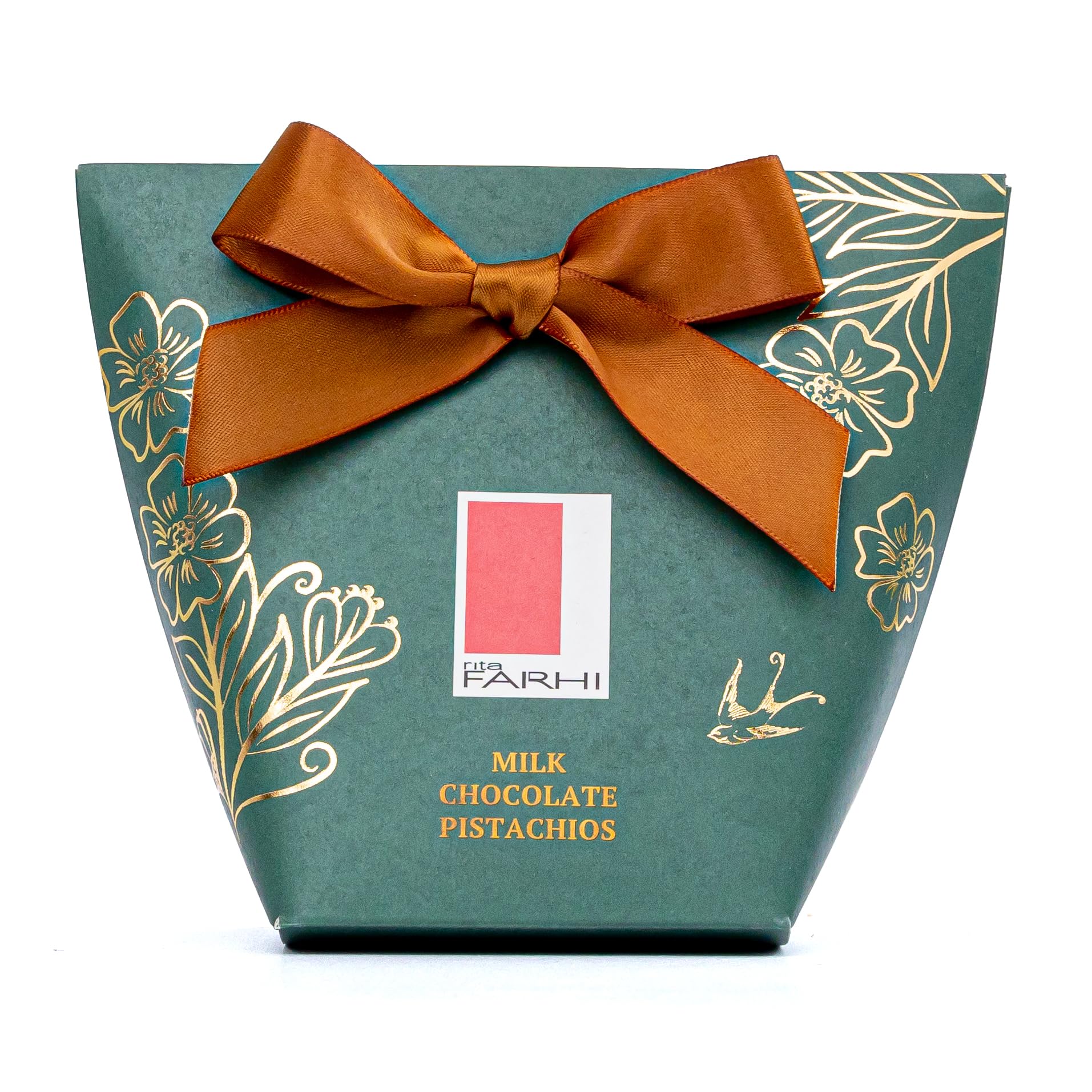 Rita Farhi Milk Chocolate Pistachios Gift Box | 130g | Handcrafted in Britain