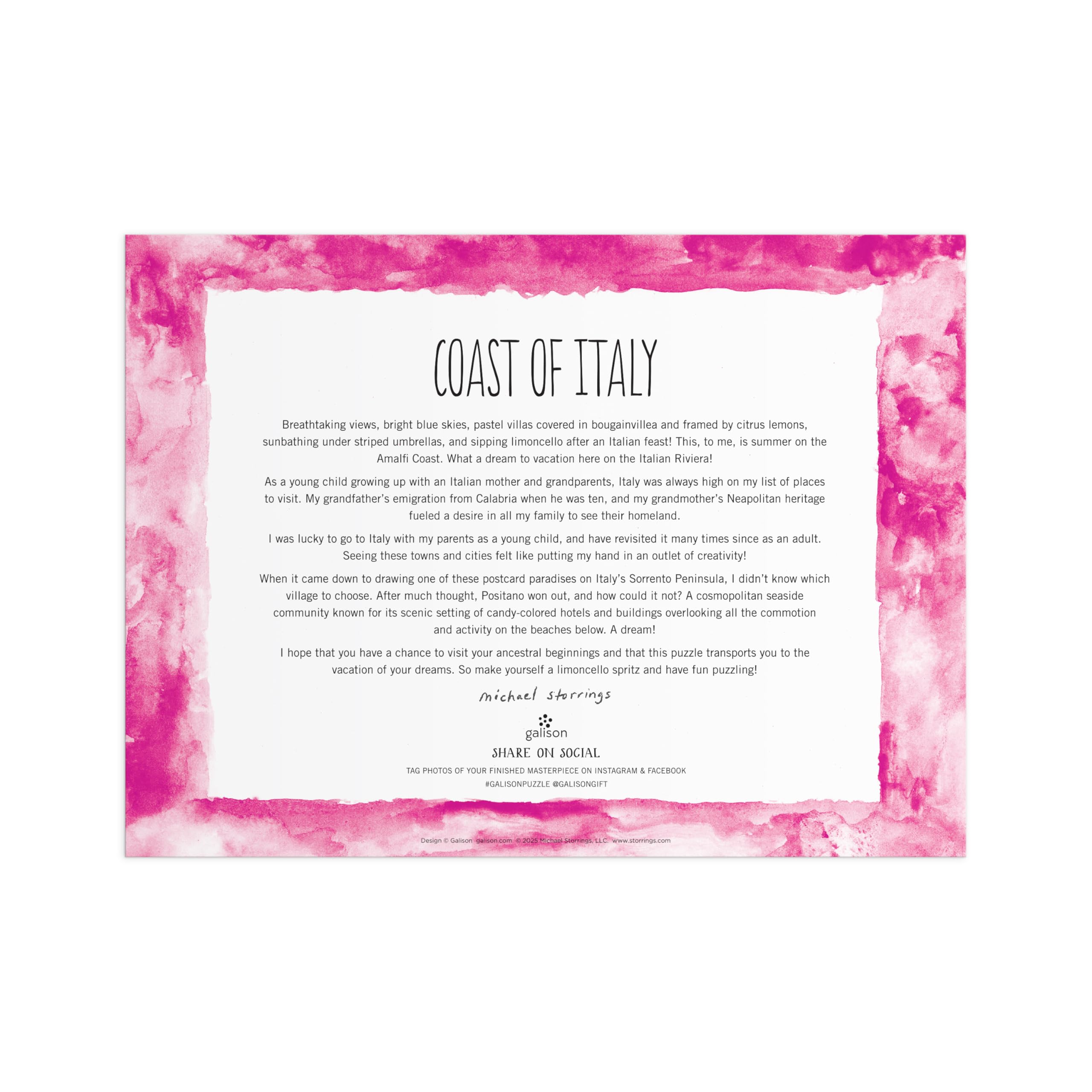 Galison Coast of Italy - 1000 Piece Michael Storrings Jigsaw Puzzle 3