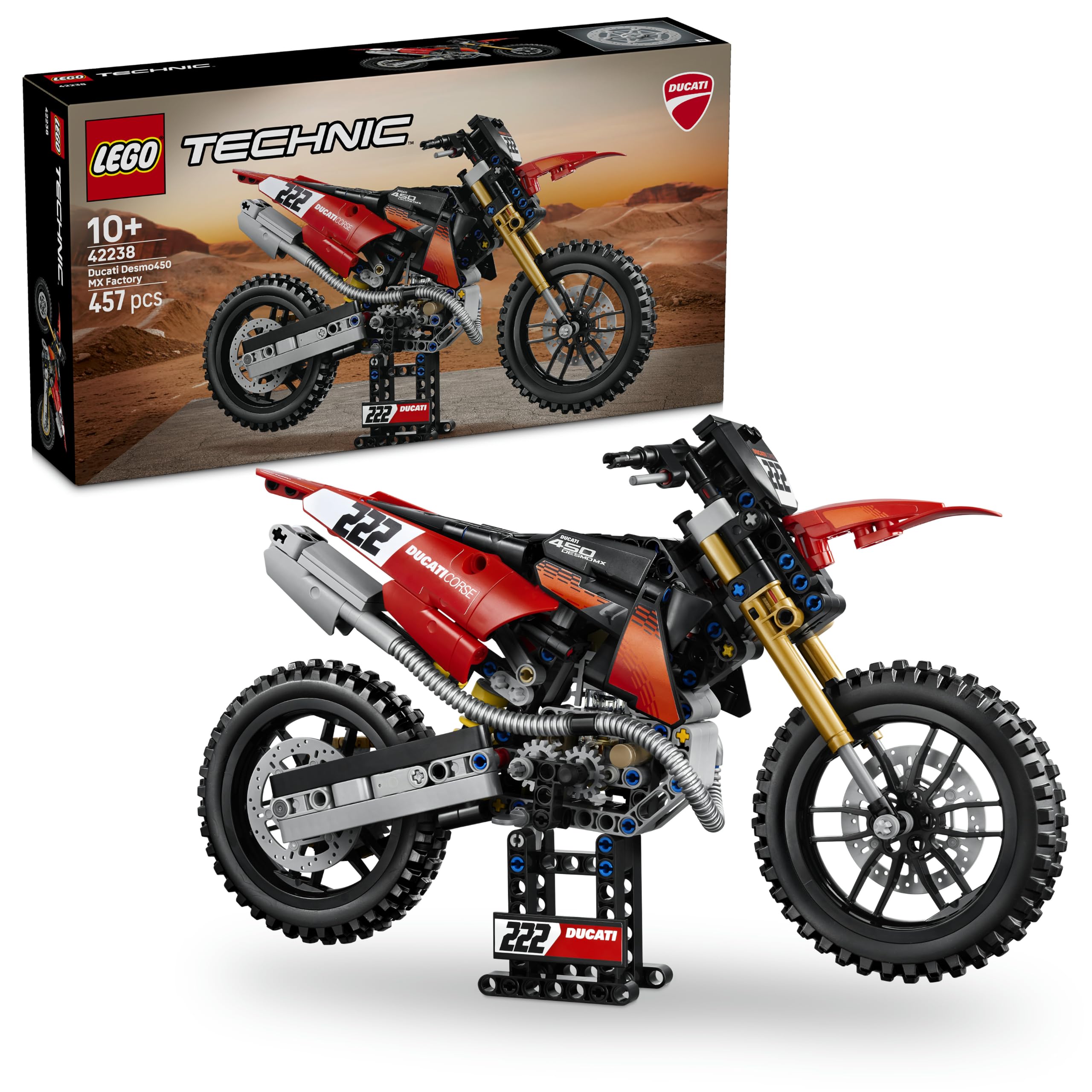 LEGO Technic Ducati Desmo450 MX Factory Motorcycle Building Set - Realistic Engine & Suspension | Ages 10+ 1