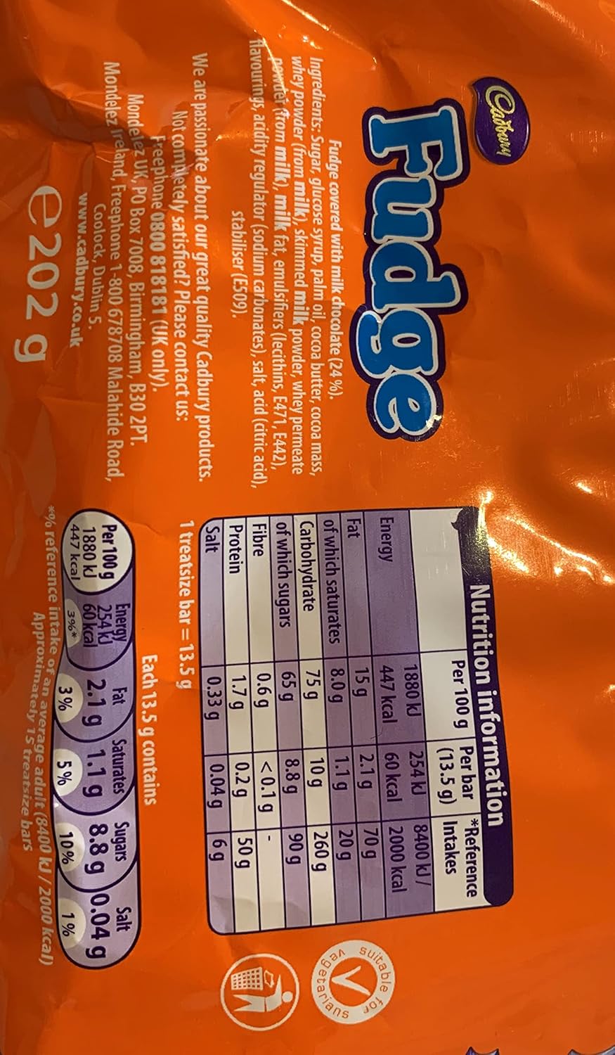 Cadbury Fudge Treatsize Chocolate 15 Bar Multipack - 202g Individually Wrapped Dairy Milk & Creamy Fudge Bars 4