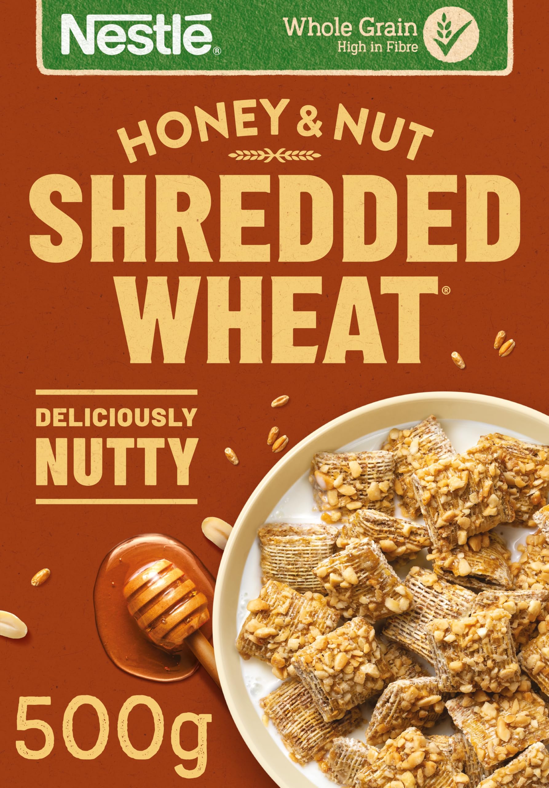 Nestlé Honey Nut Shredded Wheat Original Cereal - 84% Wholegrain | High Fibre | 500g 1