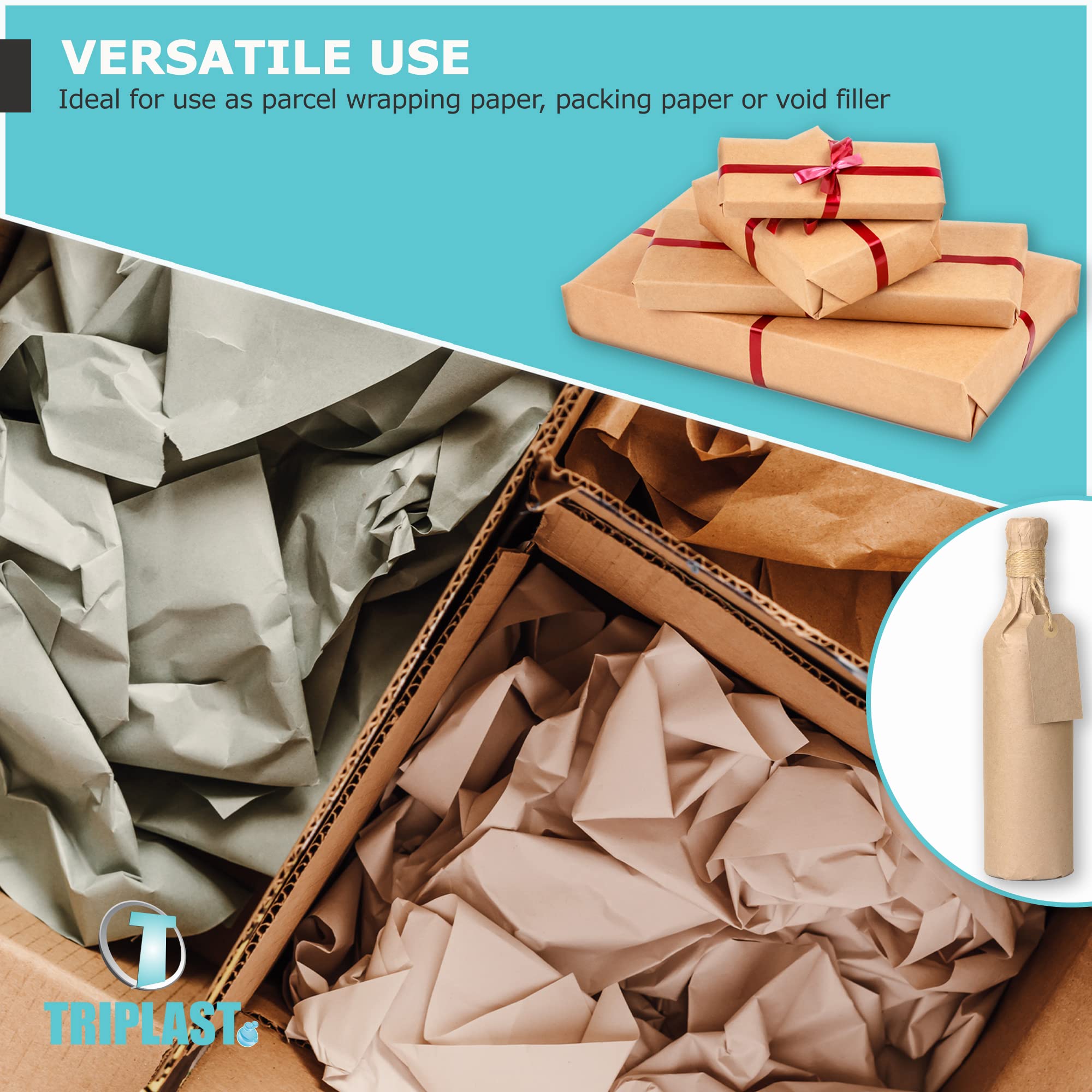 Triplast Brown ECO Kraft Paper Roll - 500mm x 10m | 90 gsm | 100% Recycled 5