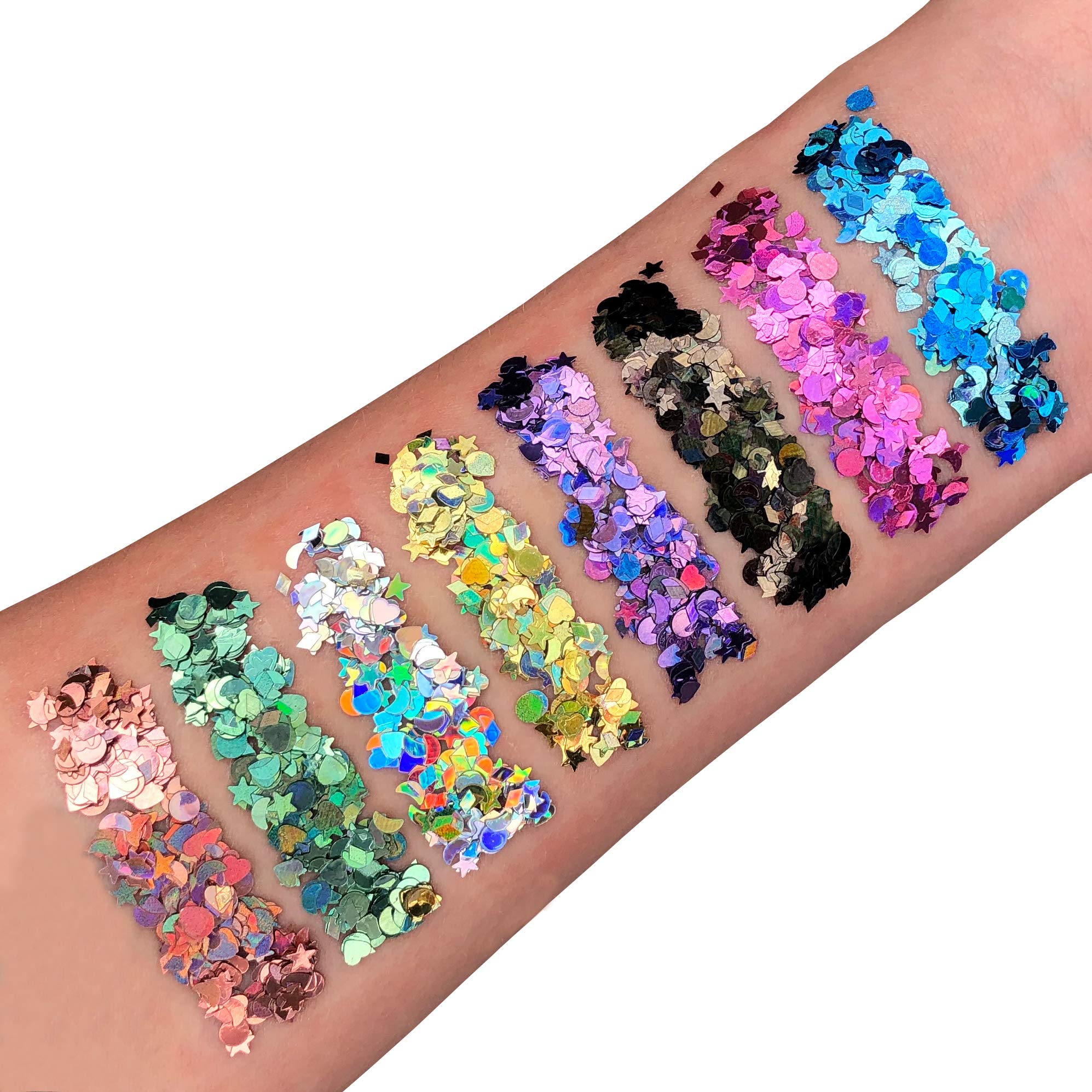 Moon Glitter - Holographic Glitter Shapes (3g) - Purple Cosmetic Glitter for Face, Body, Hair, Nails 3
