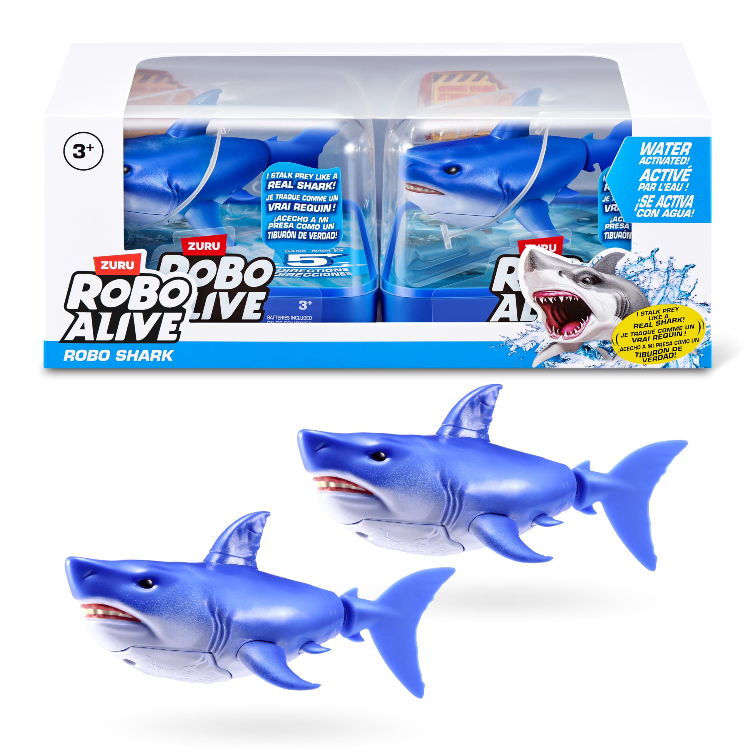 Robo Alive Robo Shark Water Activated Swimming Toy - 2 Pack Blue | Ages 3+ | Plastic