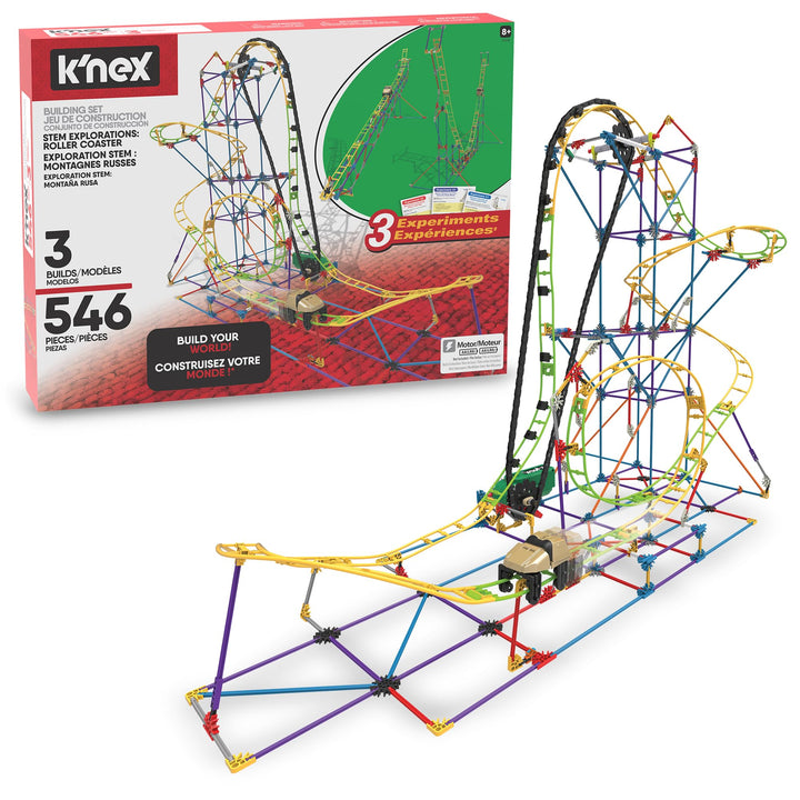 K'Nex 77077 STEM Explorations Achterbahn-Bauset für Kinder ab 8 Jahren, Konstruktionsspielzeug, 546 Teile
