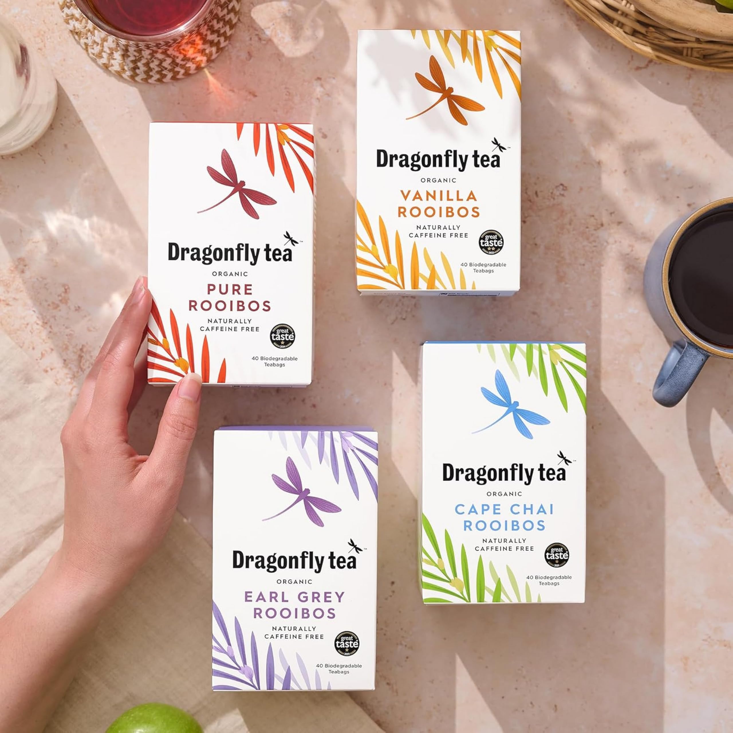DRAGONFLY Organic Rooibos Tea Selection Box - 160 Teabags (4 Varieties) | Caffeine Free | Compostable Bags 2