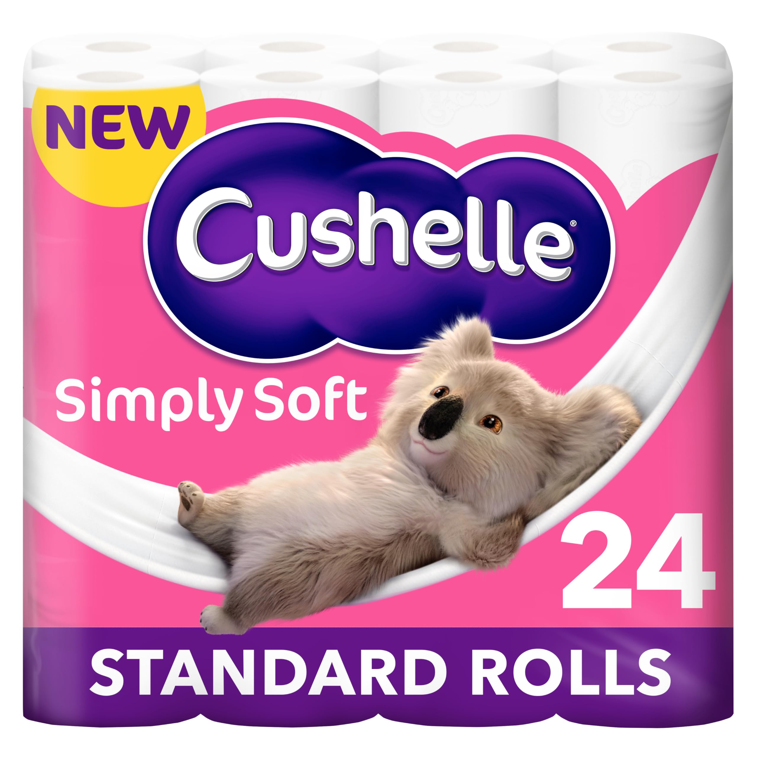 Cushelle Simply Soft Toilet Roll - 24 Standard Rolls | 2-Ply Unscented Paper