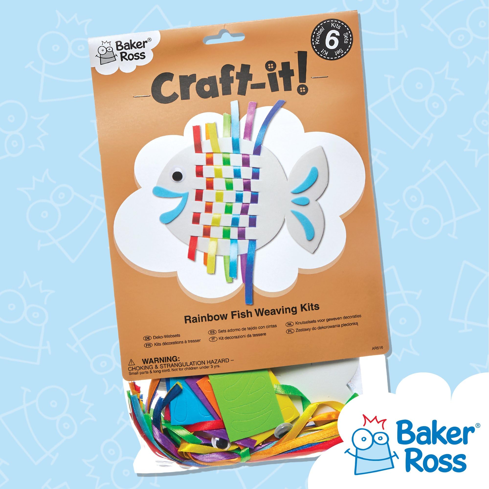 Baker Ross Rainbow Fish Weaving Craft Kits for Kids - Introduction to Weaving, 6 Pack 5