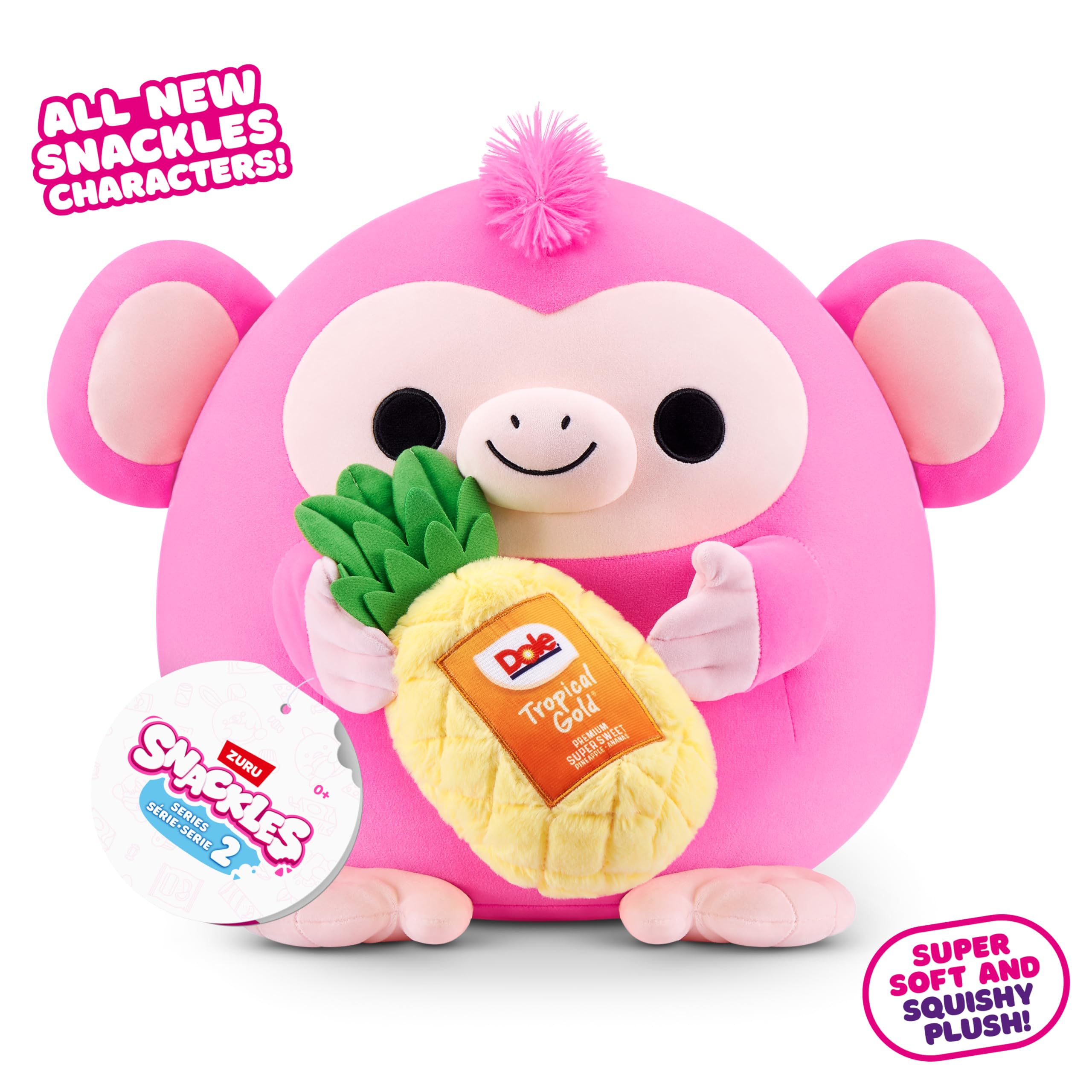 Snackles Dole Pineapple Monkey Plush Toy - 20 cm Soft Cotton Stuffed Toy | Series 2 Wave 2