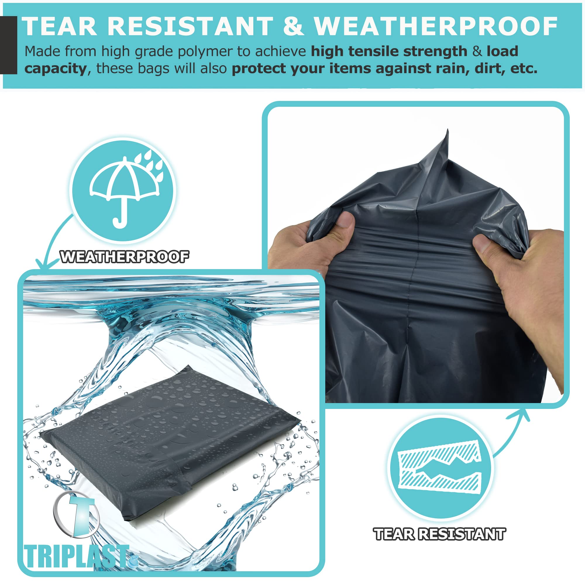 Triplast Grey Mailing Bags - 17 x 24 inch | 50 Pack | 55mu LDPE 5