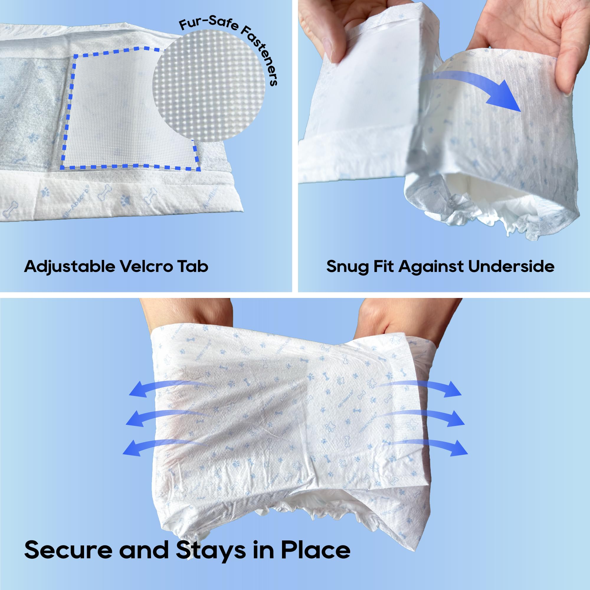 HONEY CARE All-Absorb Male Dog Wrap - Breathable, Leak-Proof | Medium, 50 Count
