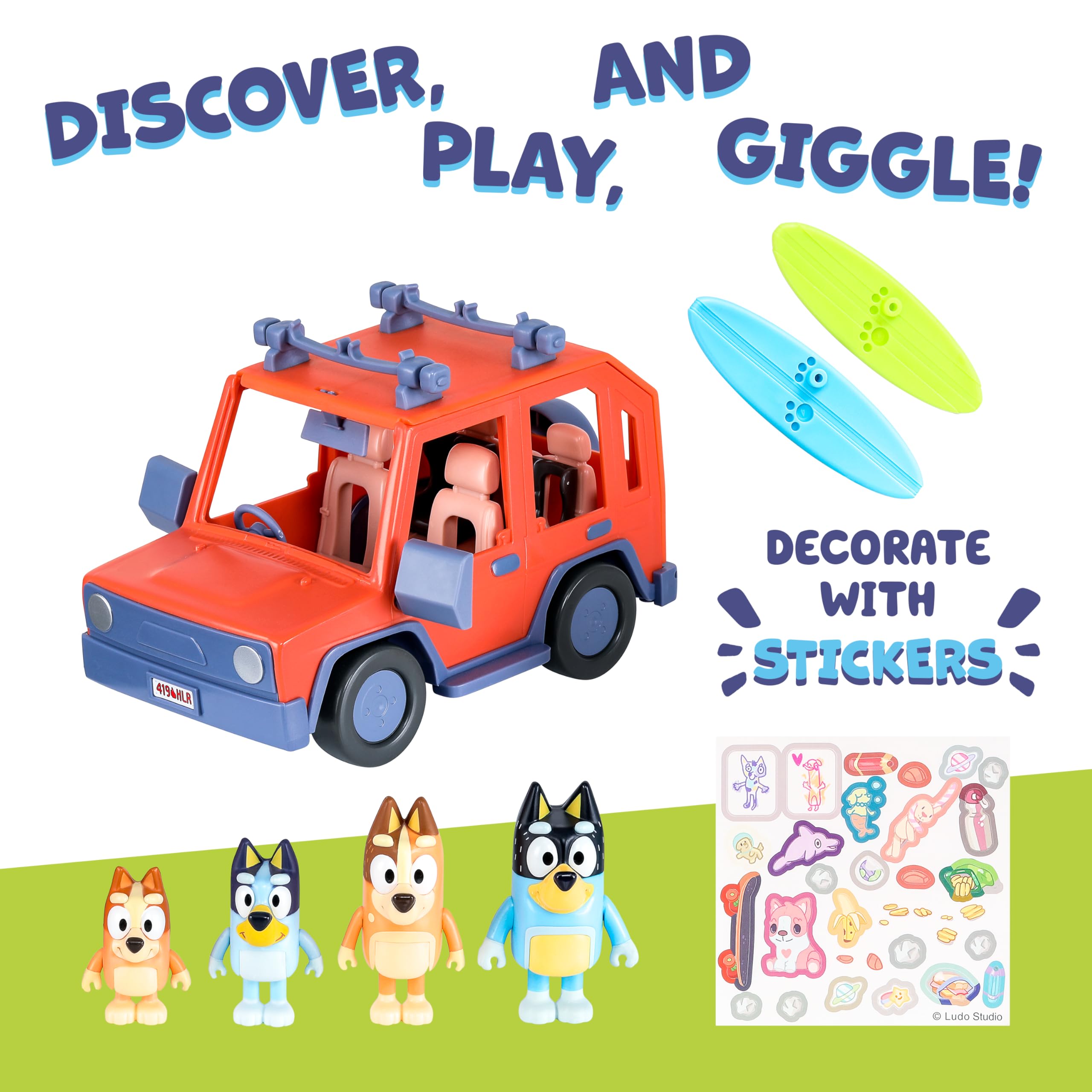 Bluey Heeler Family 4WD Vehicle Playset with 4 Figures, Surfboards & Stickers - Amazon Exclusive 5