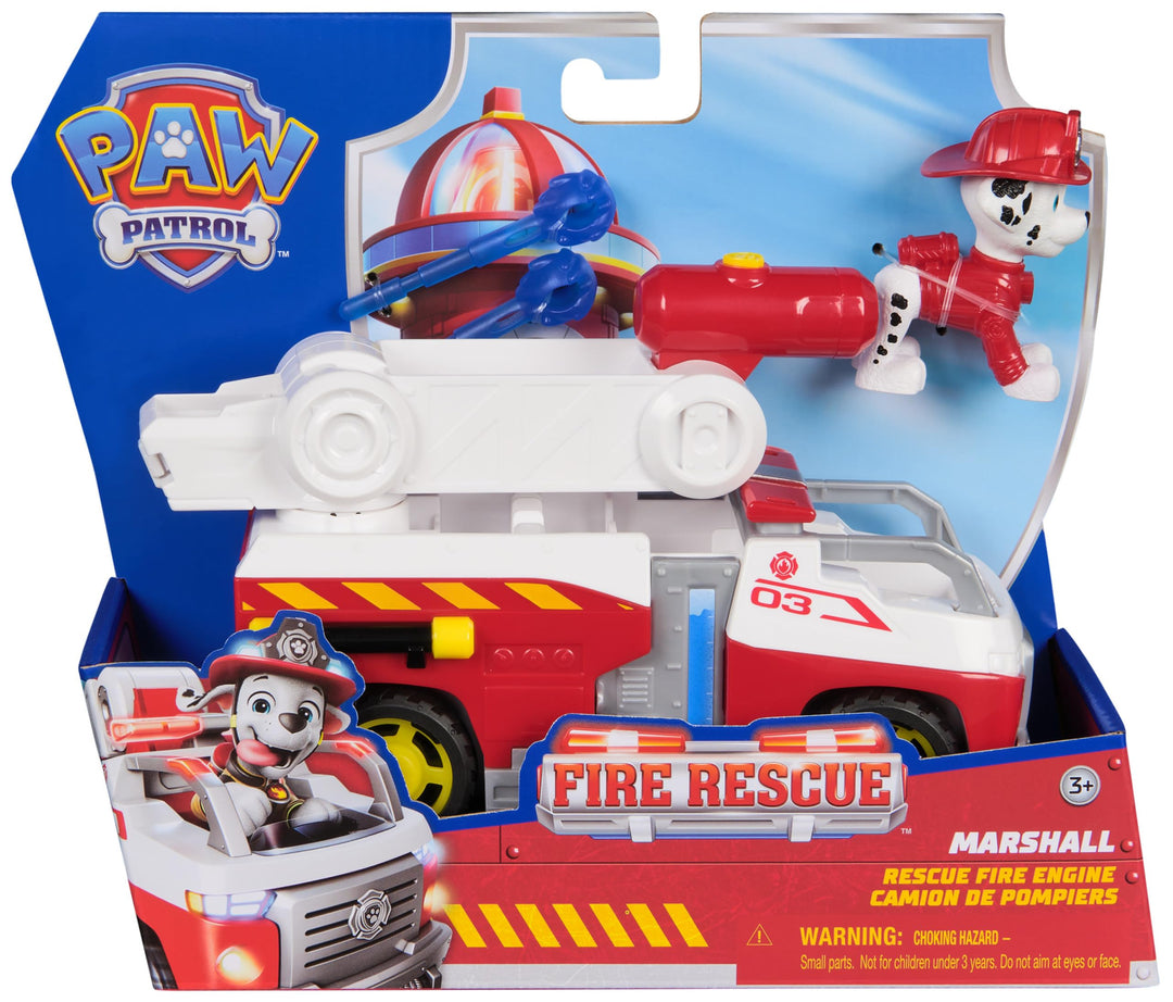 Paw Patrol Marshall Rescue Fire Engine with Action Figure & Projectile Launcher - Fire Truck Toy for Kids 3+