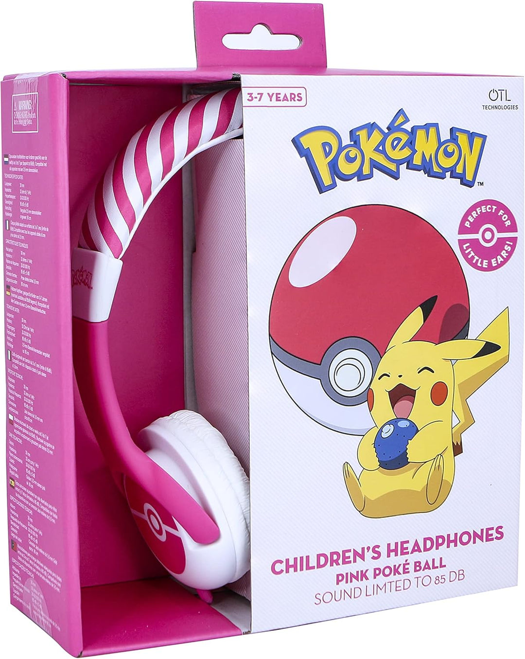 OTL Technologies Kids Headphones - Pokémon Pink Pokéball for Ages 3-7 Years - Universal 3.5mm Jack