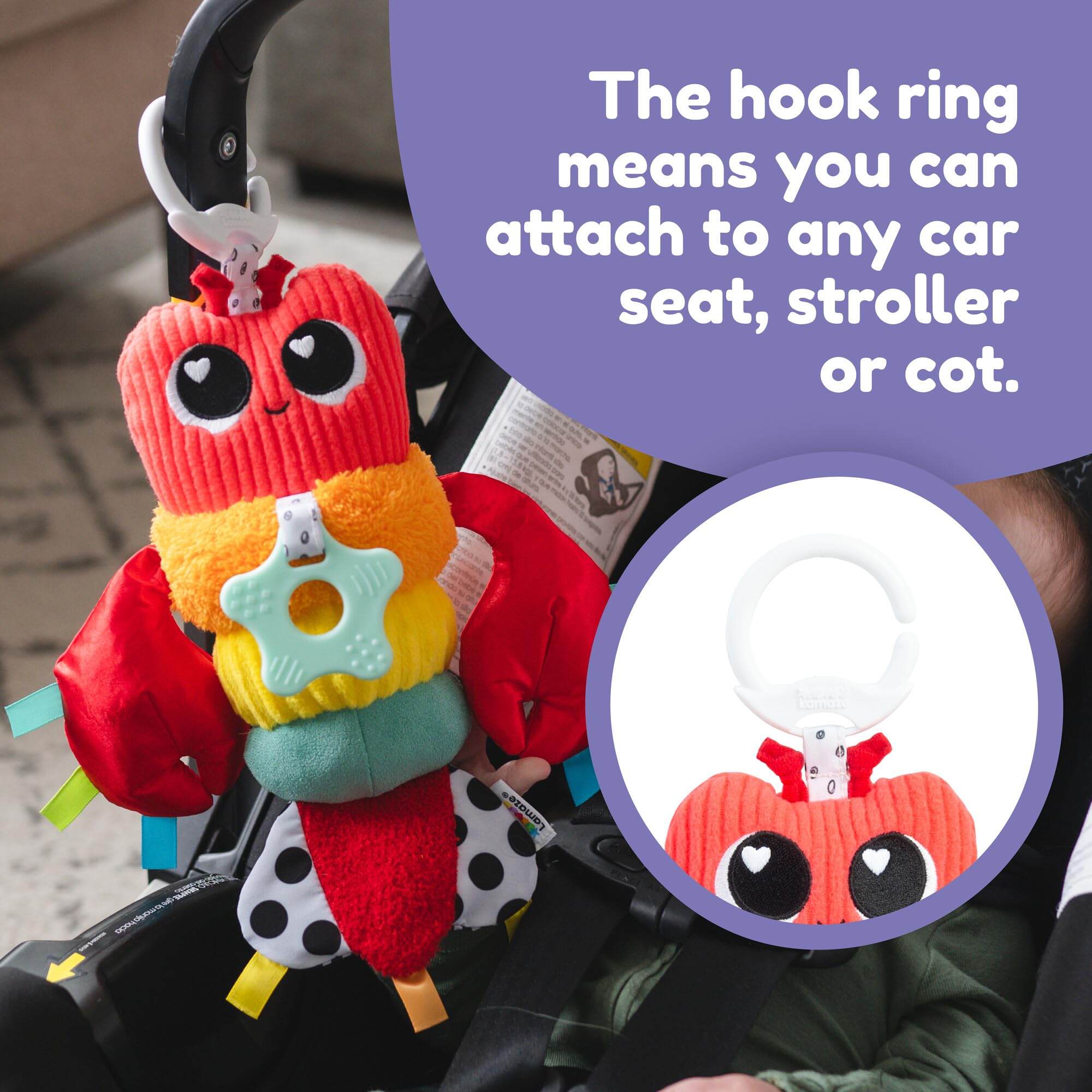 LAMAZE Liam The Lobster Clip & Go Sensory Toy | Textured | Ages 26-52 Months 3