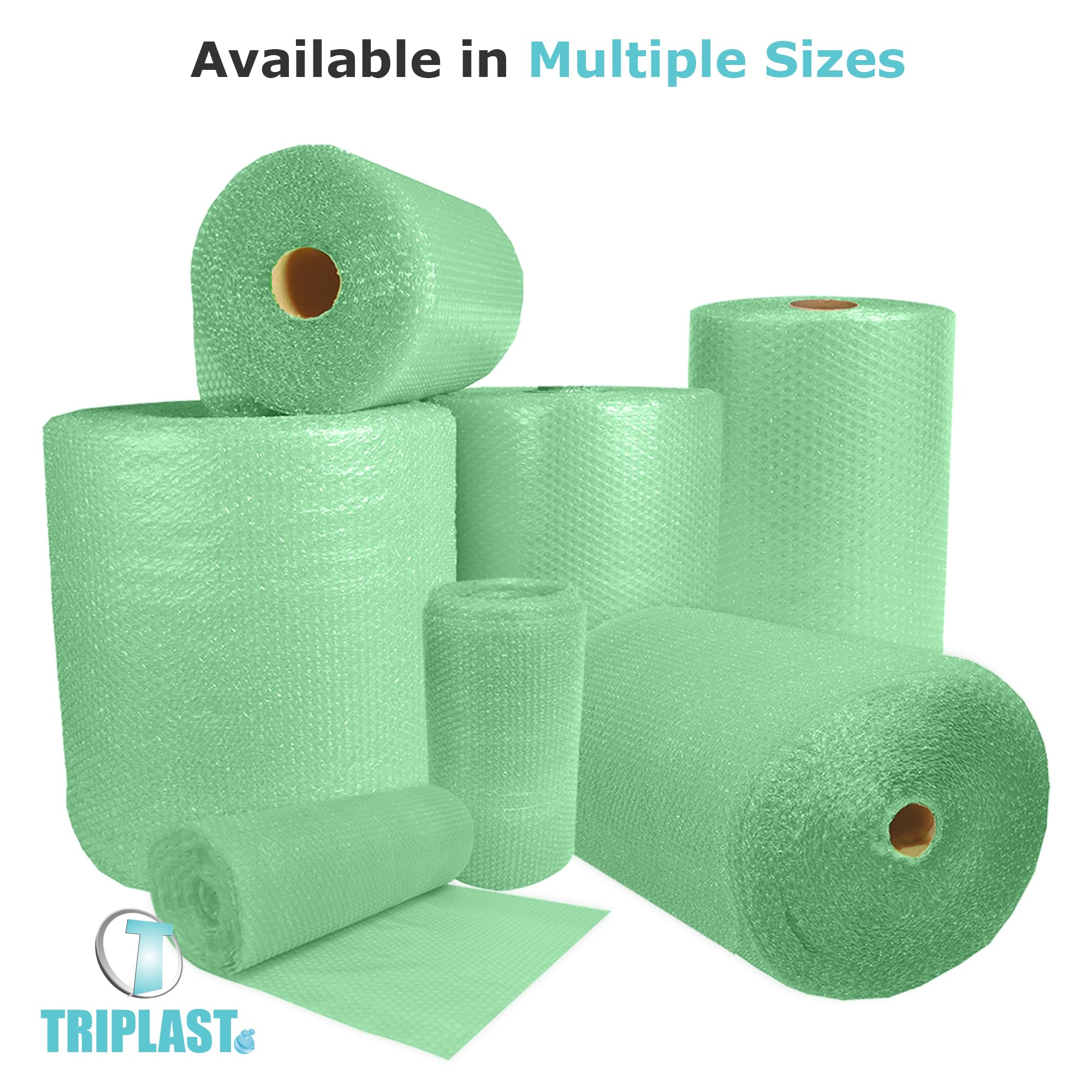 Triplast Biodegradable Green Bubble Wrap Roll - 400mm x 25m | Small 10mm Bubbles | Recycled Content 6