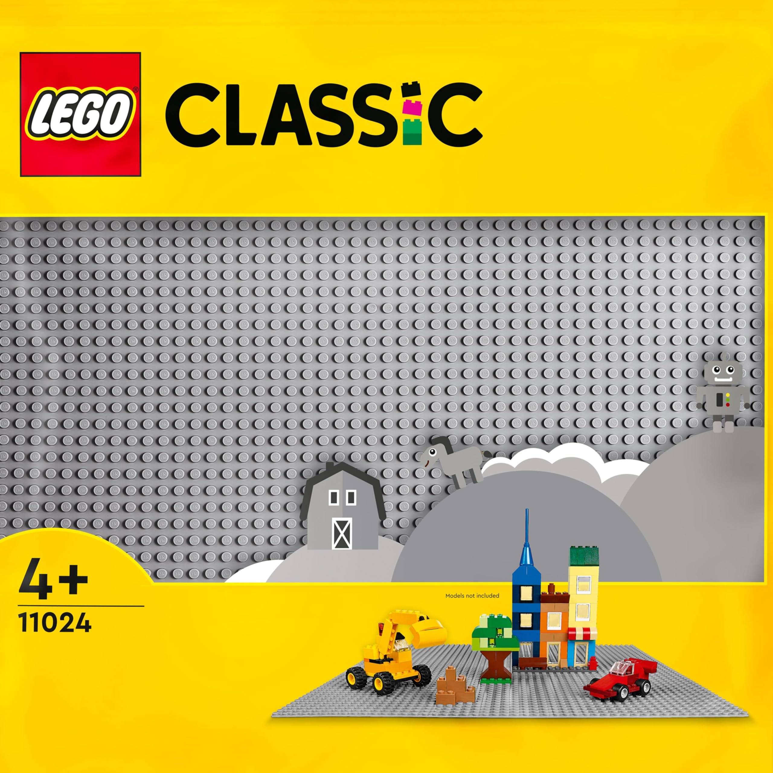 LEGO Classic 11024 Grey Baseplate - 48x48 Stud Building Base for Ages 4+ | Plastic