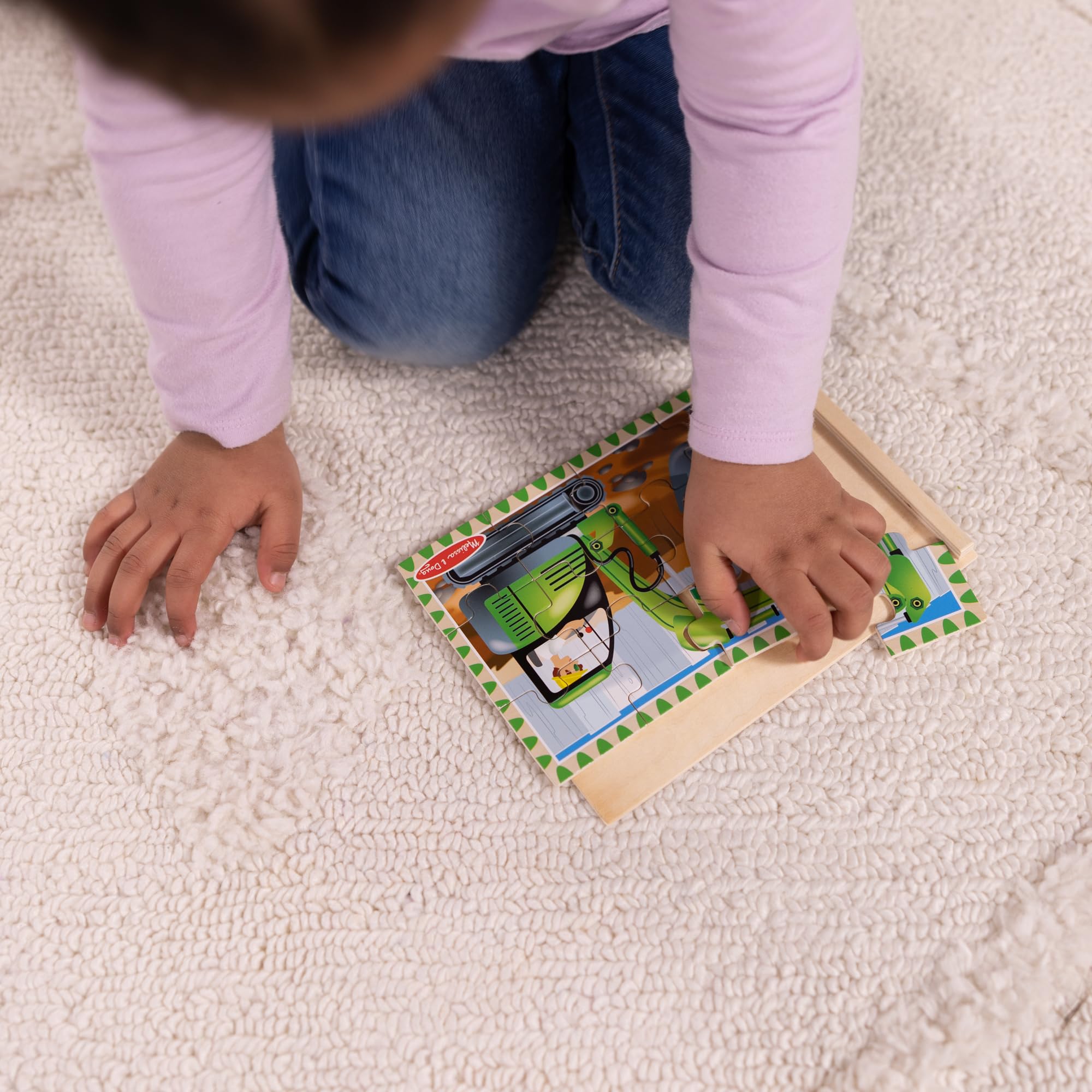 Melissa & Doug Construction Vehicles 4-in-1 Wooden Jigsaw Puzzles Set | 4 x 12 Pieces | Ages 3-6 9