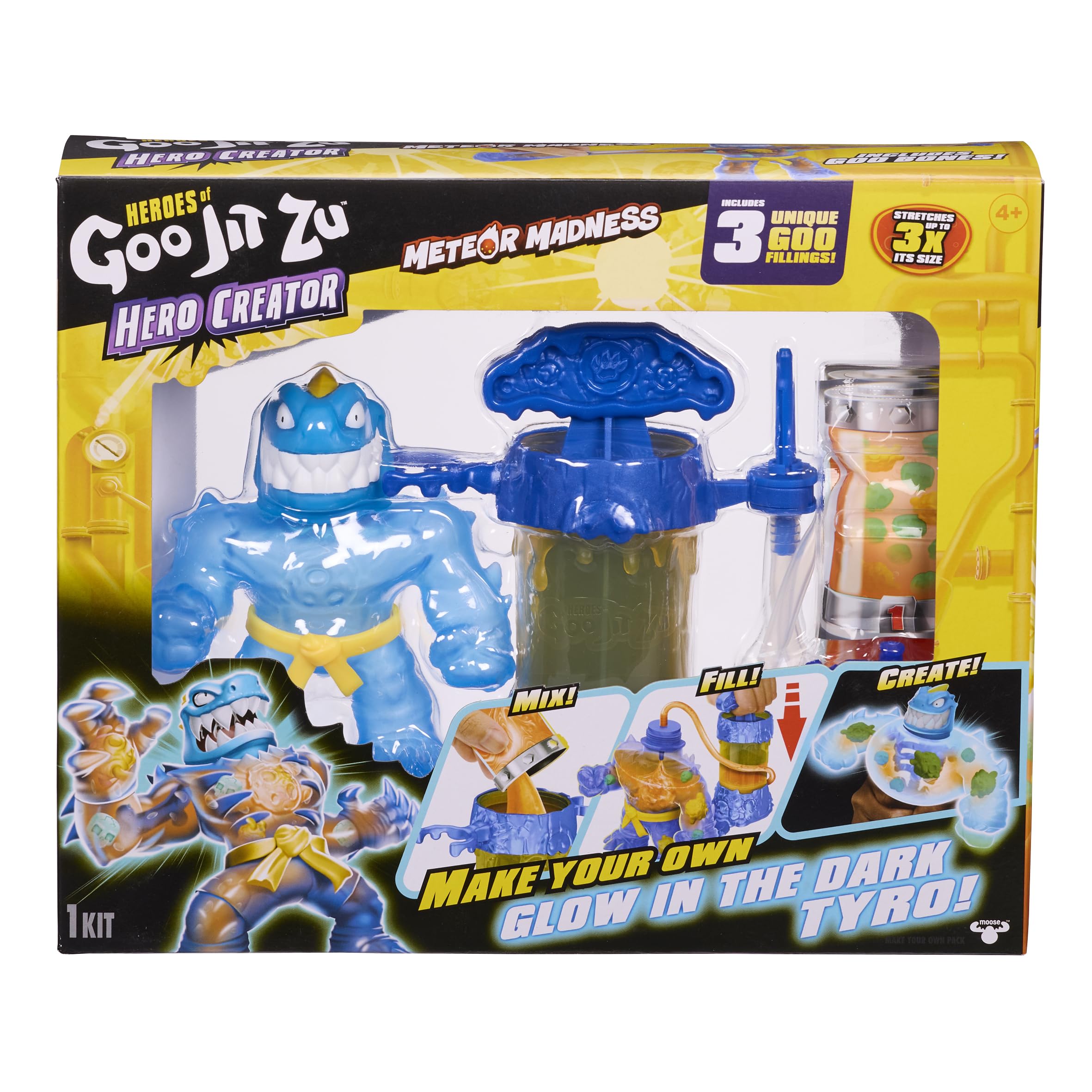 Heroes of Goo Jit Zu Hero Creator Tyro - Create & Stretch Action Figure with 3 Goo Fillings