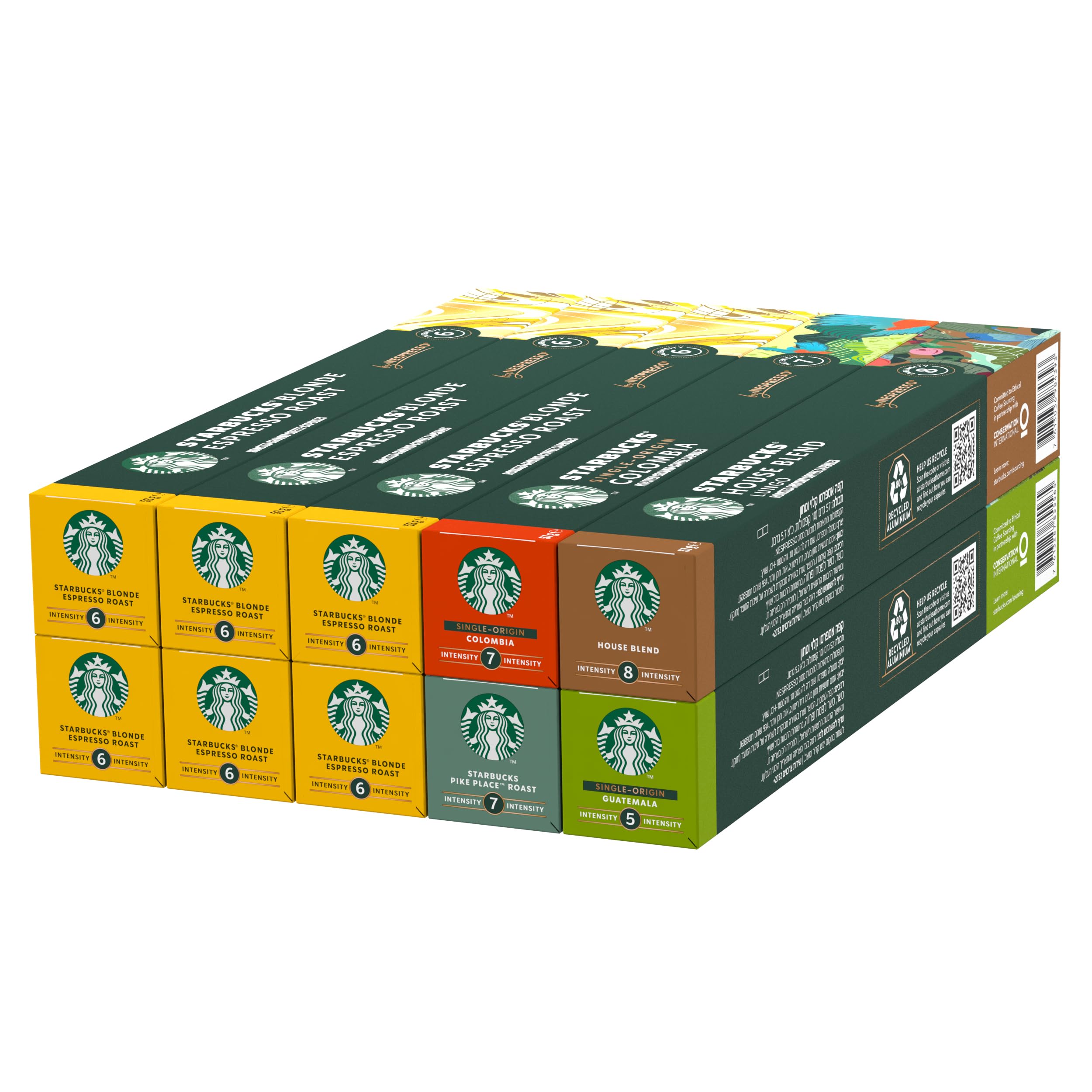 STARBUCKS Coffee Shop Classics - Blonde Espresso Roast Variety Pack by NESPRESSO, 100 Capsules