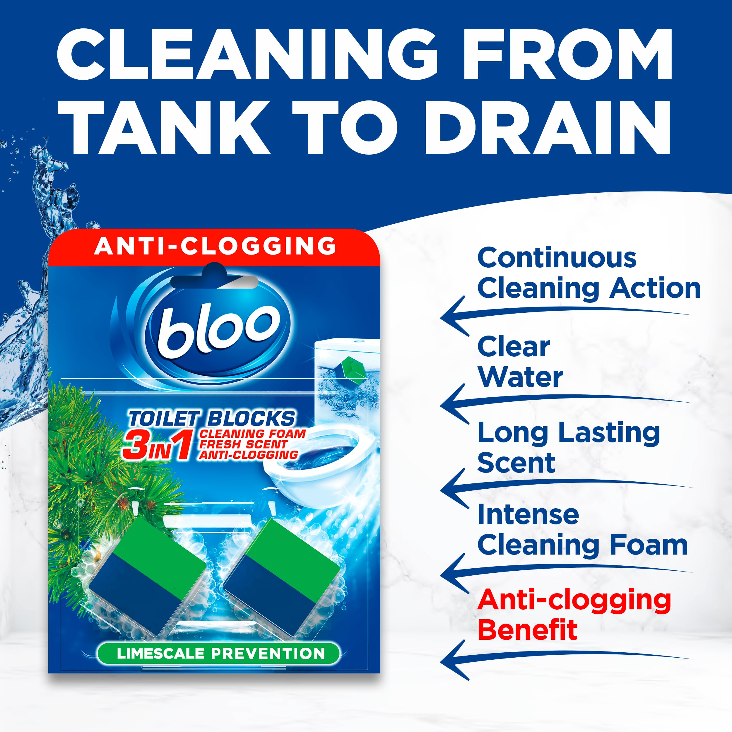 Bloo 3in1 Toilet Blocks - Limescale Remover & Cleaner | 2 Count Pack 2