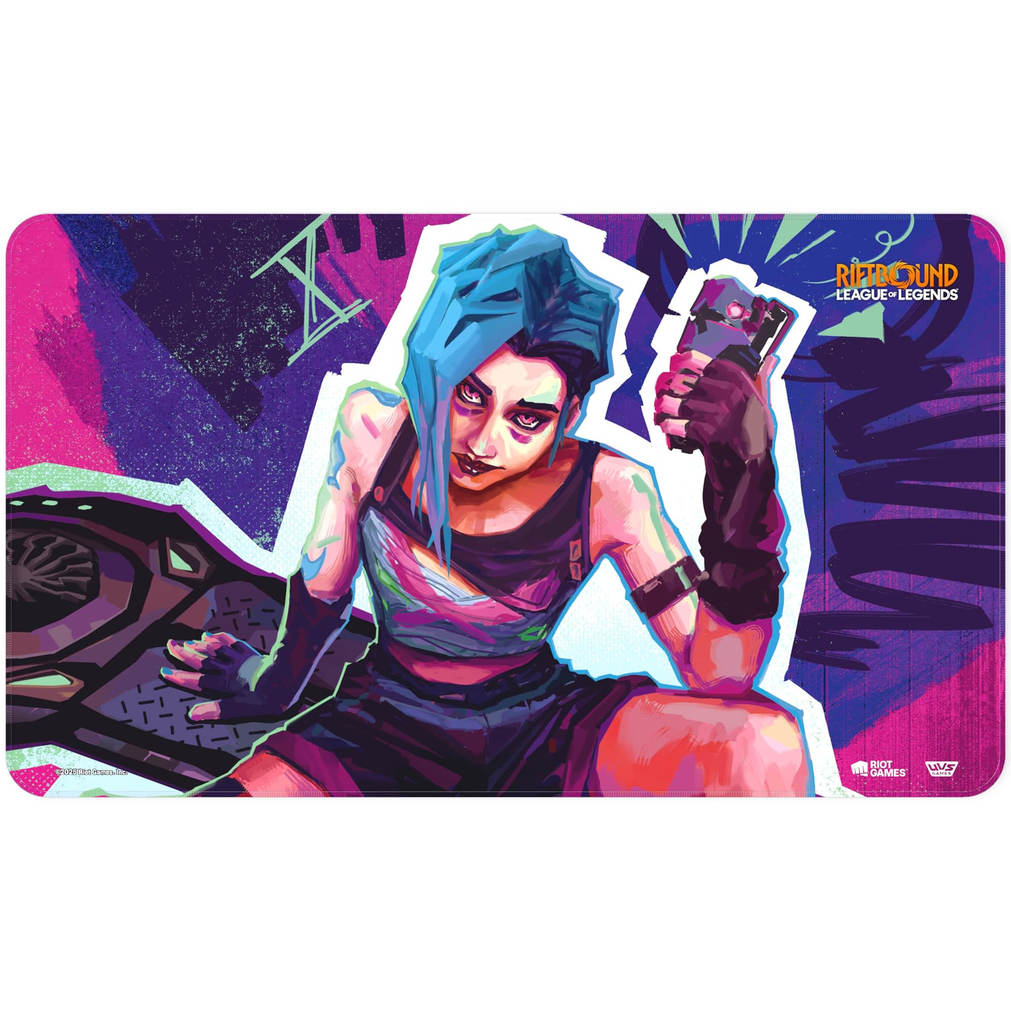 Riftbound TCG: League of Legends Jinx Playmat - Neoprene Gaming Mat with Stitched Trim