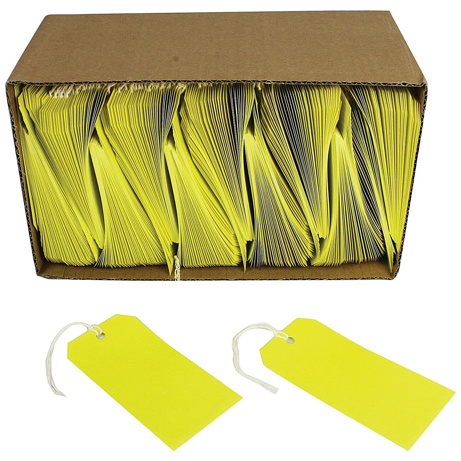 Q-Connect KF01626 Strung Tag - Yellow, 120x60mm | Pack of 1000