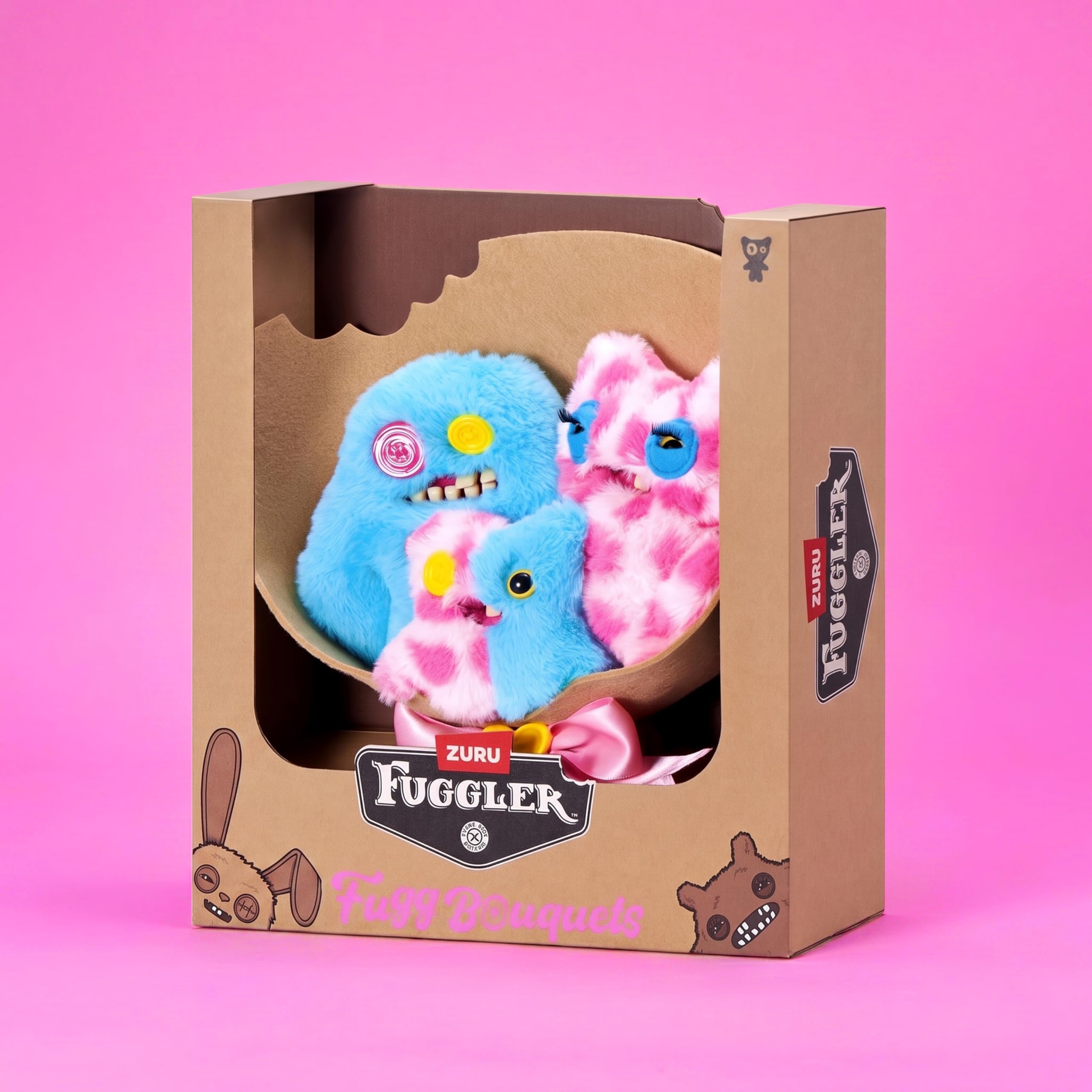 Fuggler Soft Dolls Bouquet - Sasquoosh, Stinkface, Squooshface - 2 x 9 inch, 1 x 3.5 inch Plush Set
