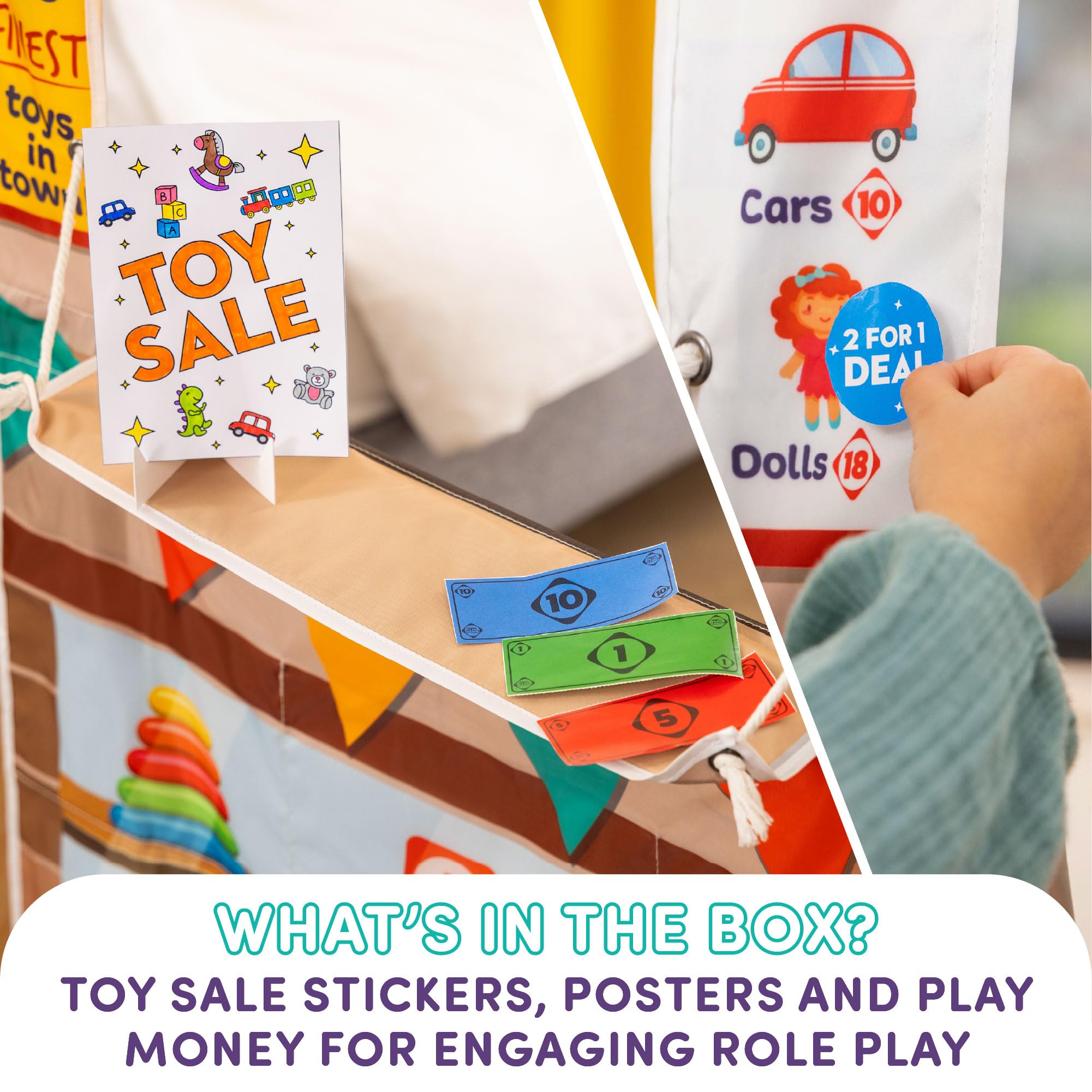 Playhouse Pop Up Play Town Hanging Doorway Toy Shop with Curtain 7