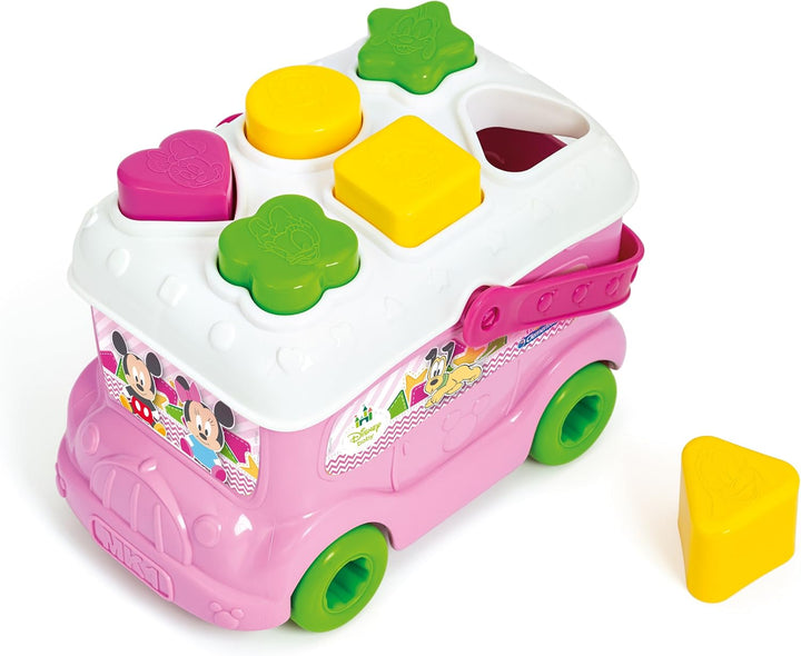 Clementoni 14933 Baby Minnie Shape Sorter Bus - Educational Shape & Color Recognition Toy for Ages 3+