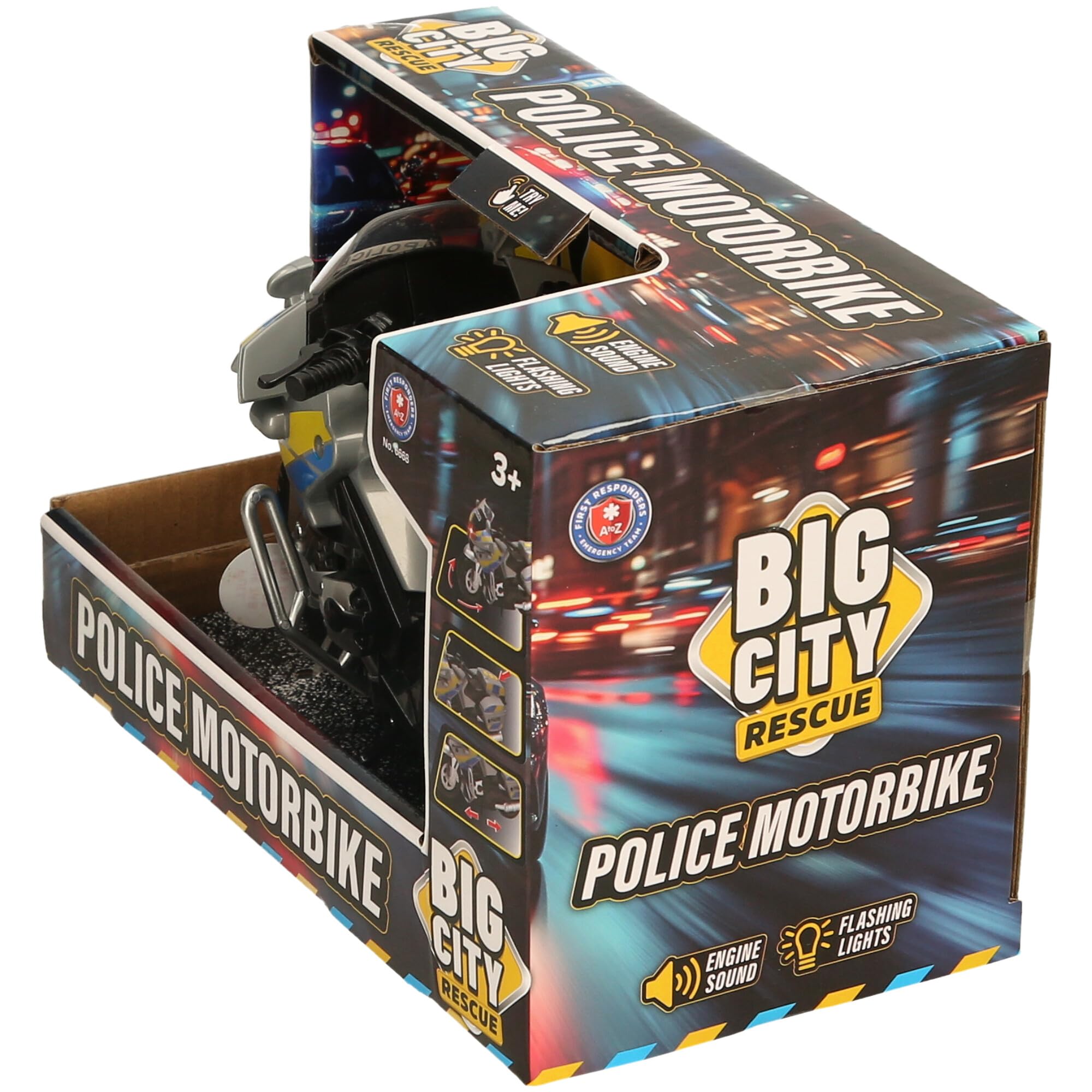 Atoz Big City Rescue Police Motorbike Toy - Engine Sound & Flashing Lights, Ages 3+ 4