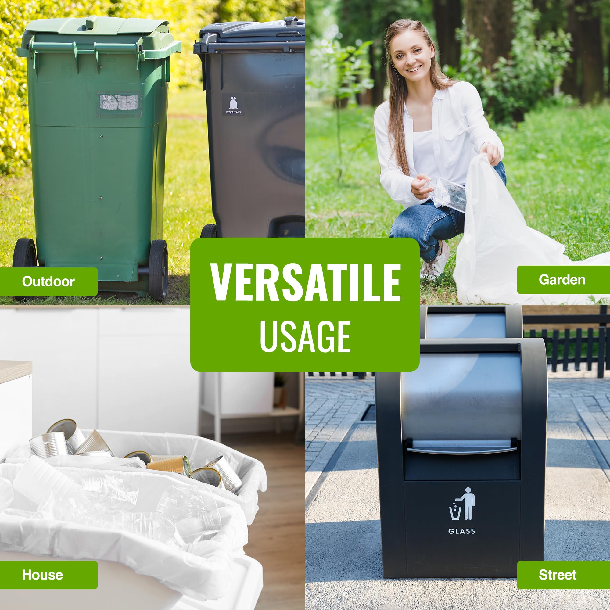 EcoBag 40 Pack Heavy Duty White Bin Liners - 100L - 22 Microns - Extra Strong 13