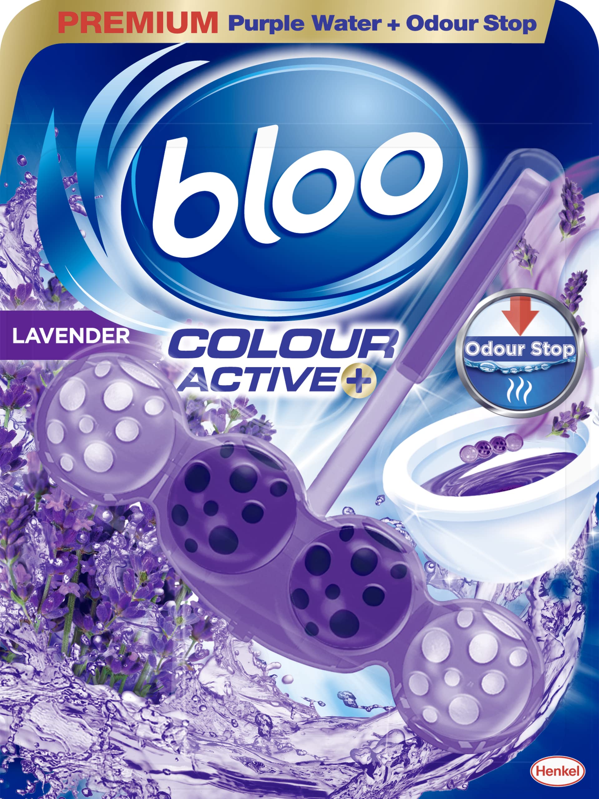 Bloo Colour Active Toilet Rim Block Lavender with Anti-Limescale Cleaning | 50g 1