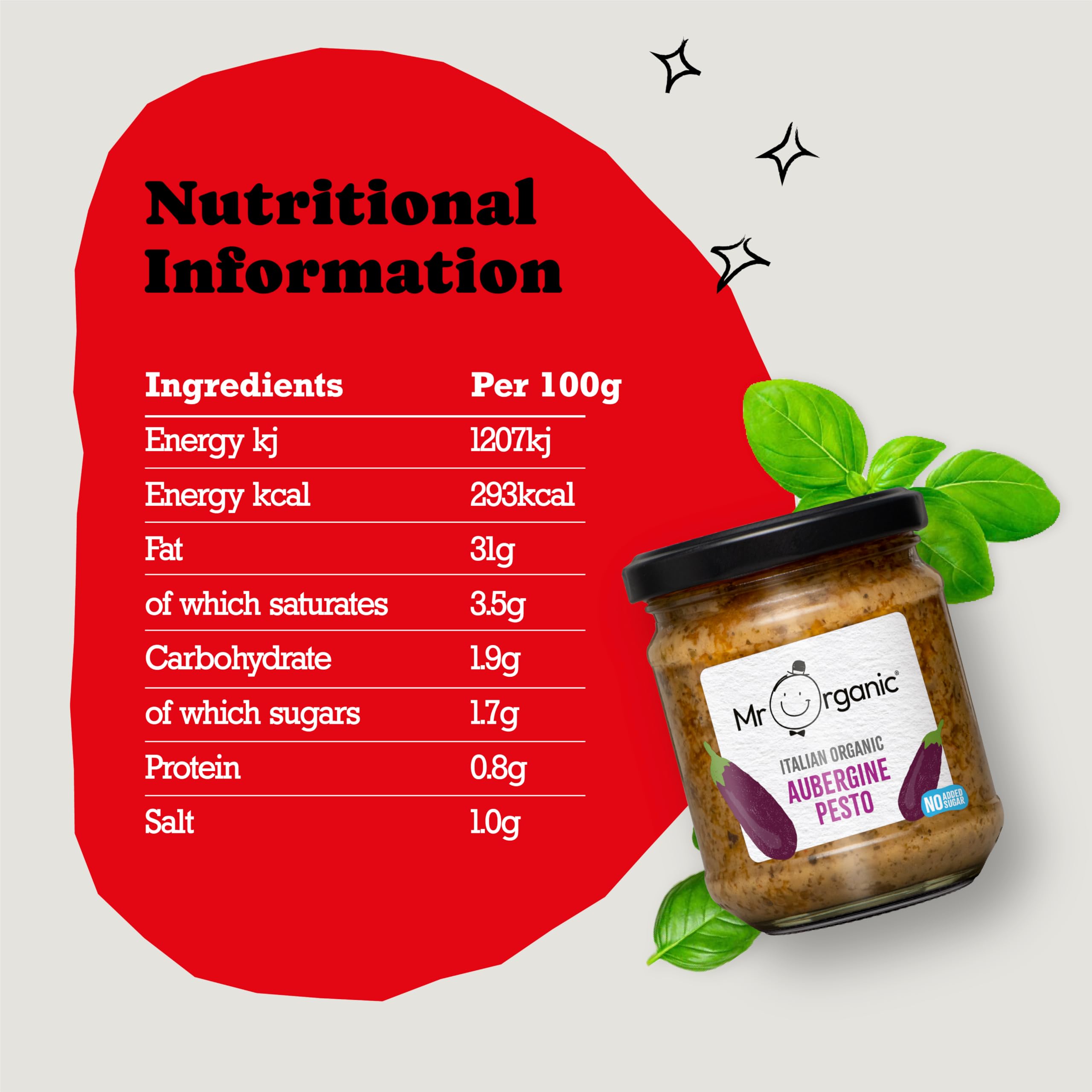 Mr Organic - Organic Aubergine Pesto 190g 4