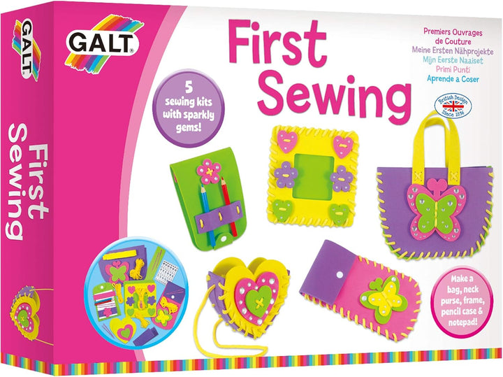 Galt First Sewing Kids Craft Kit - Foam Sewing Set with Pencil Case, Purse & Frame