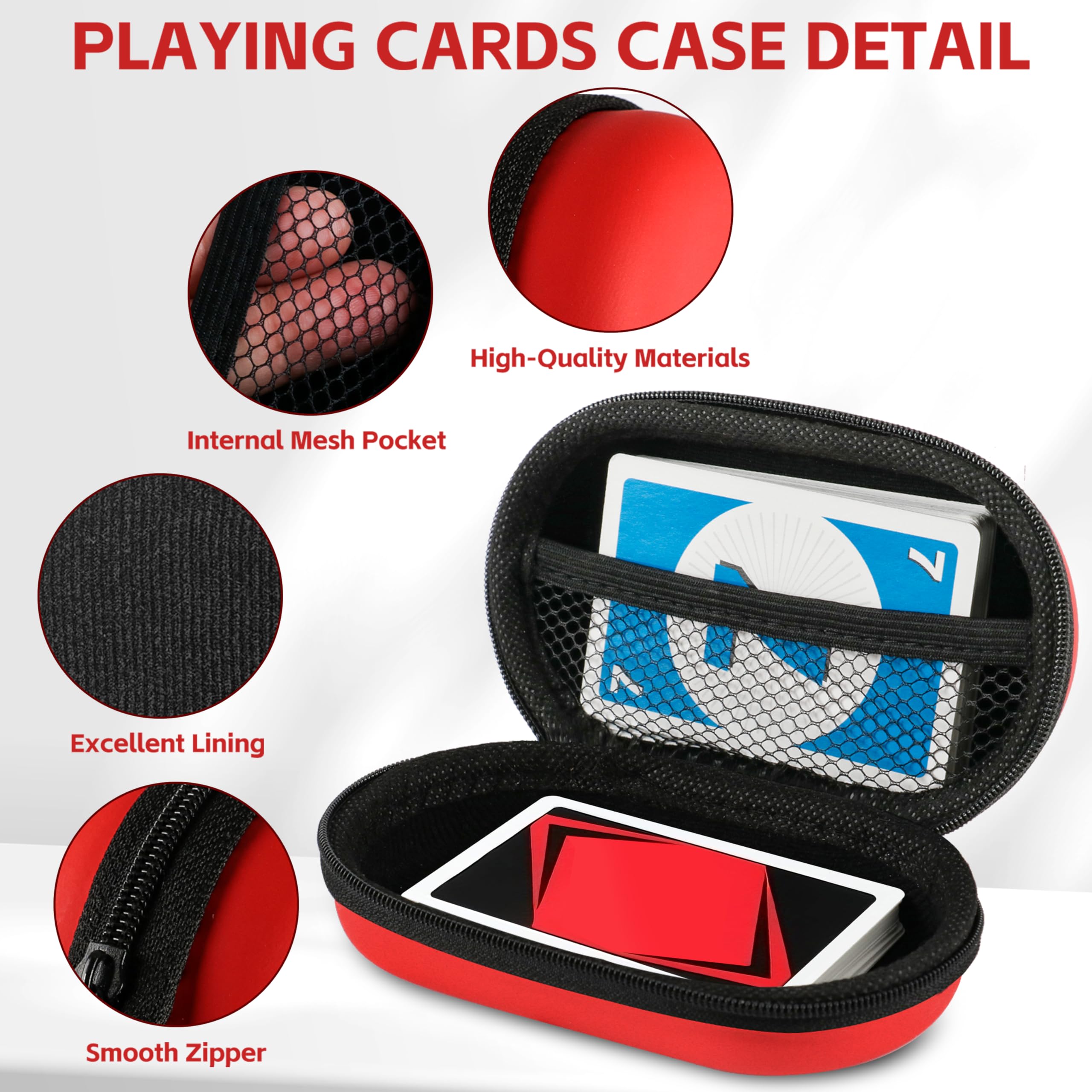 MOXYOY Card Box for Standard Decks - Shockproof EVA, Holds 110 Cards | Red 3