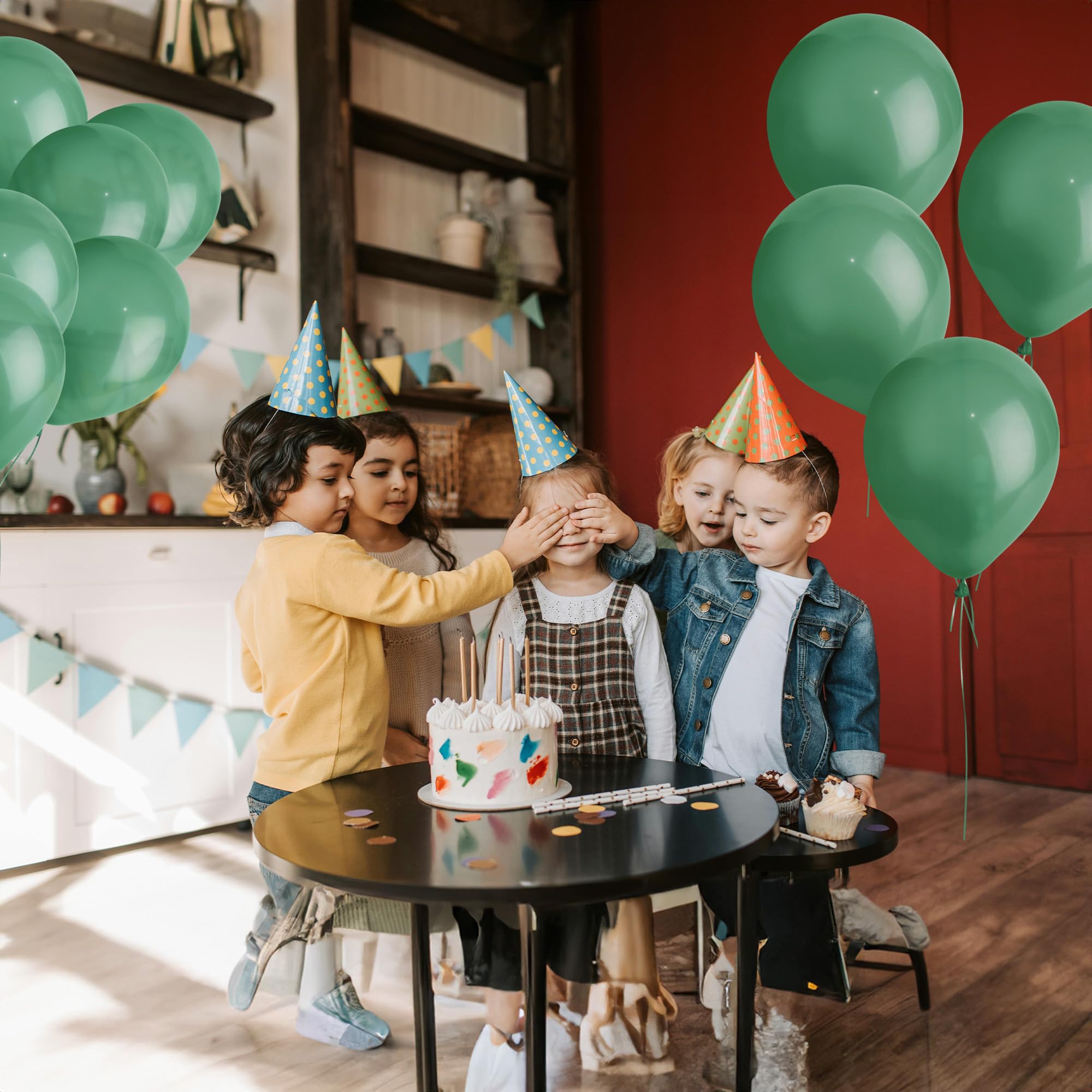 SHATCHI Metallic Green Balloons - 25 Pack, 12 Inch Thick Latex | Biodegradable 7