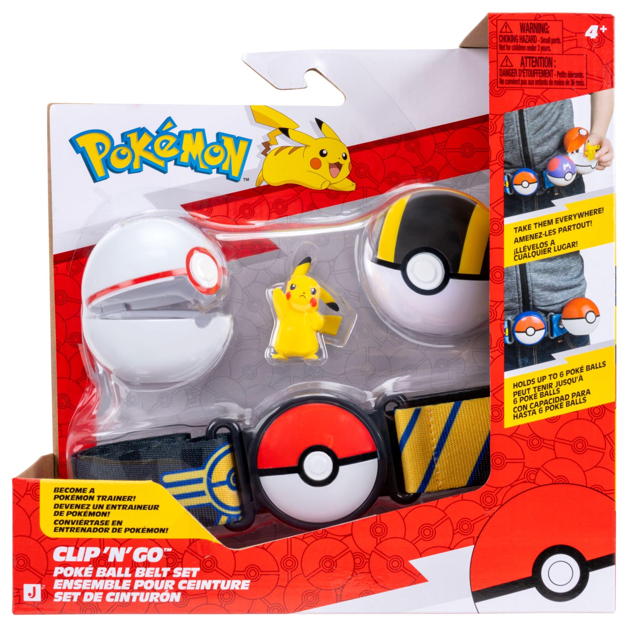 Pokémon Pikachu Clip ‘N’ Go Belt Set - 2-Inch Battle Figure with Premier and Ultra Ball 1