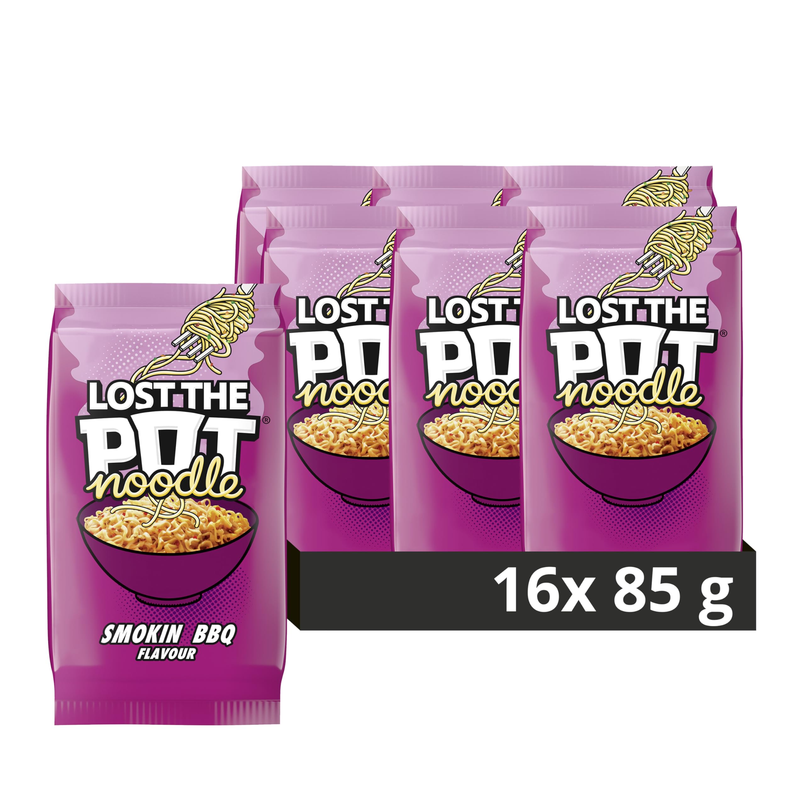 Pot Noodle Smokin’ BBQ Instant Noodles - Low Saturated Fat | 85g Pack of 16