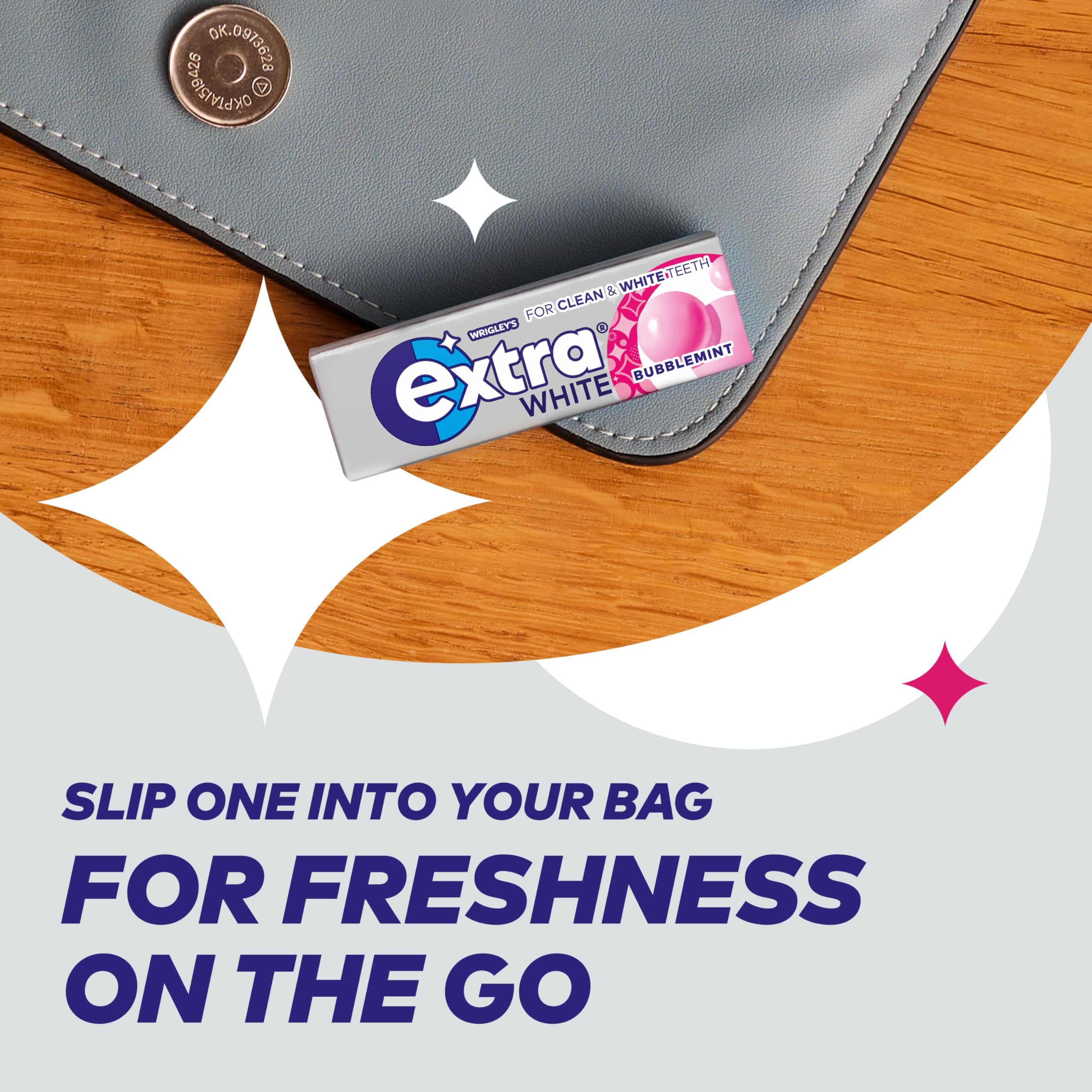 Extra White Chewing Gum - Sugar Free Bubblemint Flavor for Stain Removal | 30 Packs of 10 Pieces 3