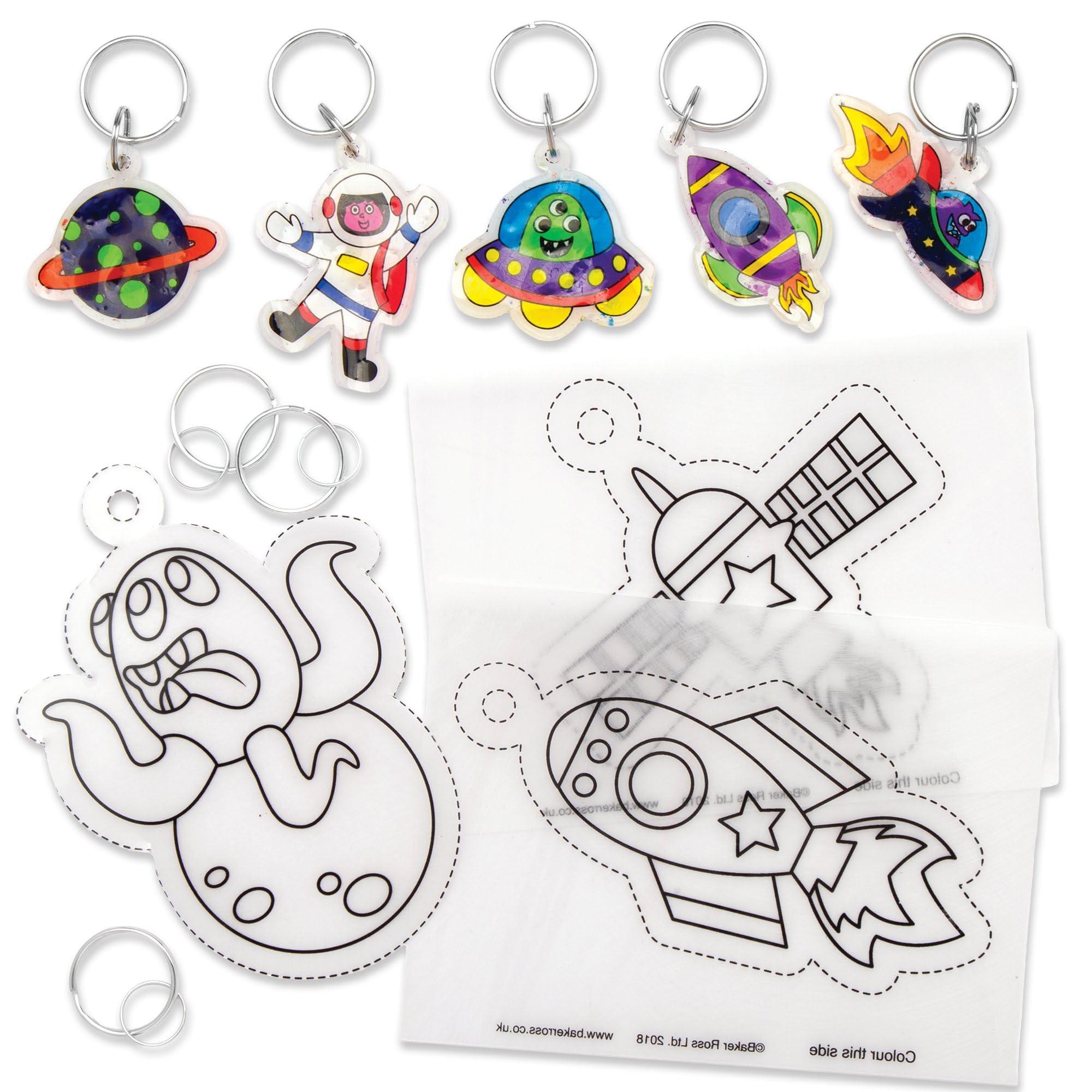 Baker Ross Solar System Super Shrink Keyrings - Pack of 8 | Arts & Crafts Kit | Kids Age 5+