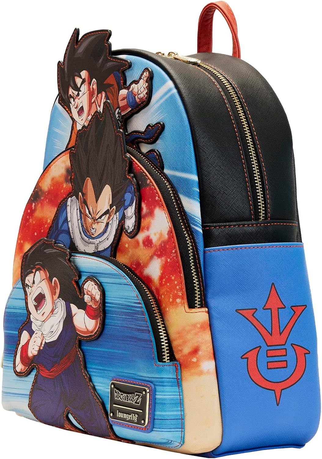 Loungefly Dragon Ball Z Triple Pocket Backpack Official Black Medium Backpack (DBZ-123)