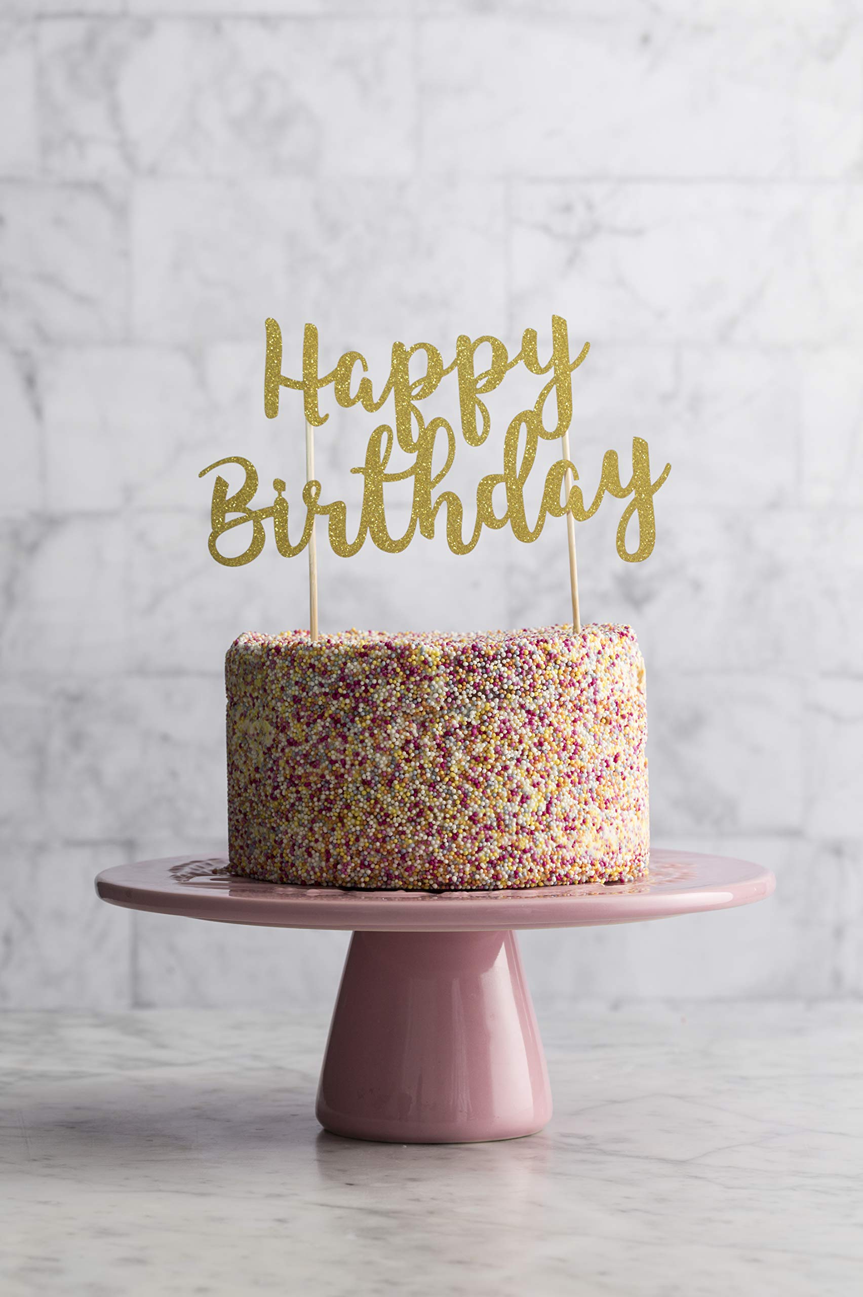 Mason Cash Happy Birthday Cake Topper - Gold Paperboard Decoration | 30 x 21 cm