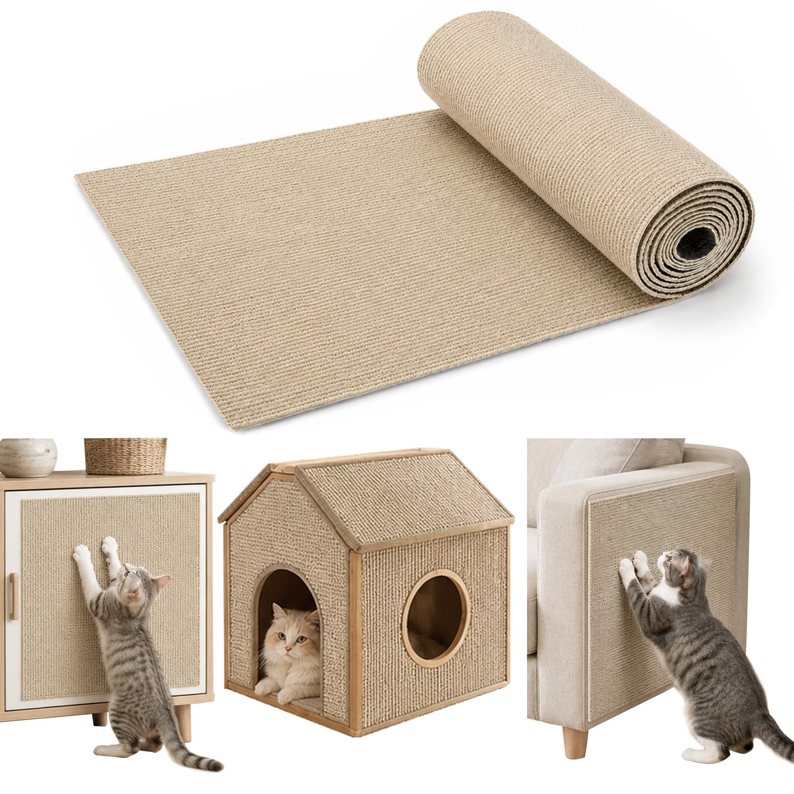 Muexoee Cat Scratching Mat - Thickened Polyester, DIY Cuttable, Self-Adhesive | 40cm x 2m