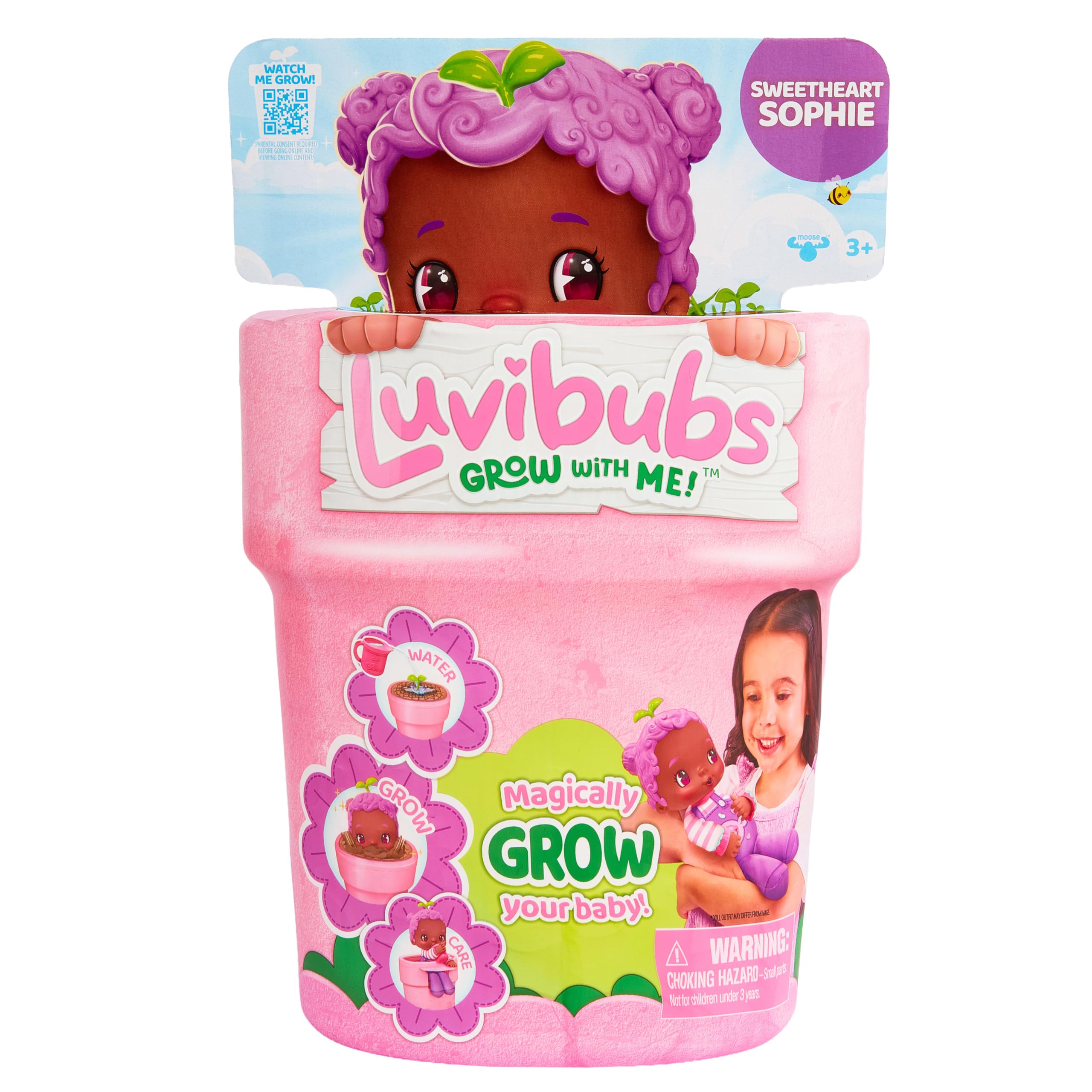 LUVIBUBS Sweetheart Sophie Baby Doll - Grows from Flower Pot, Transforms to Highchair | Ages 3+ 6