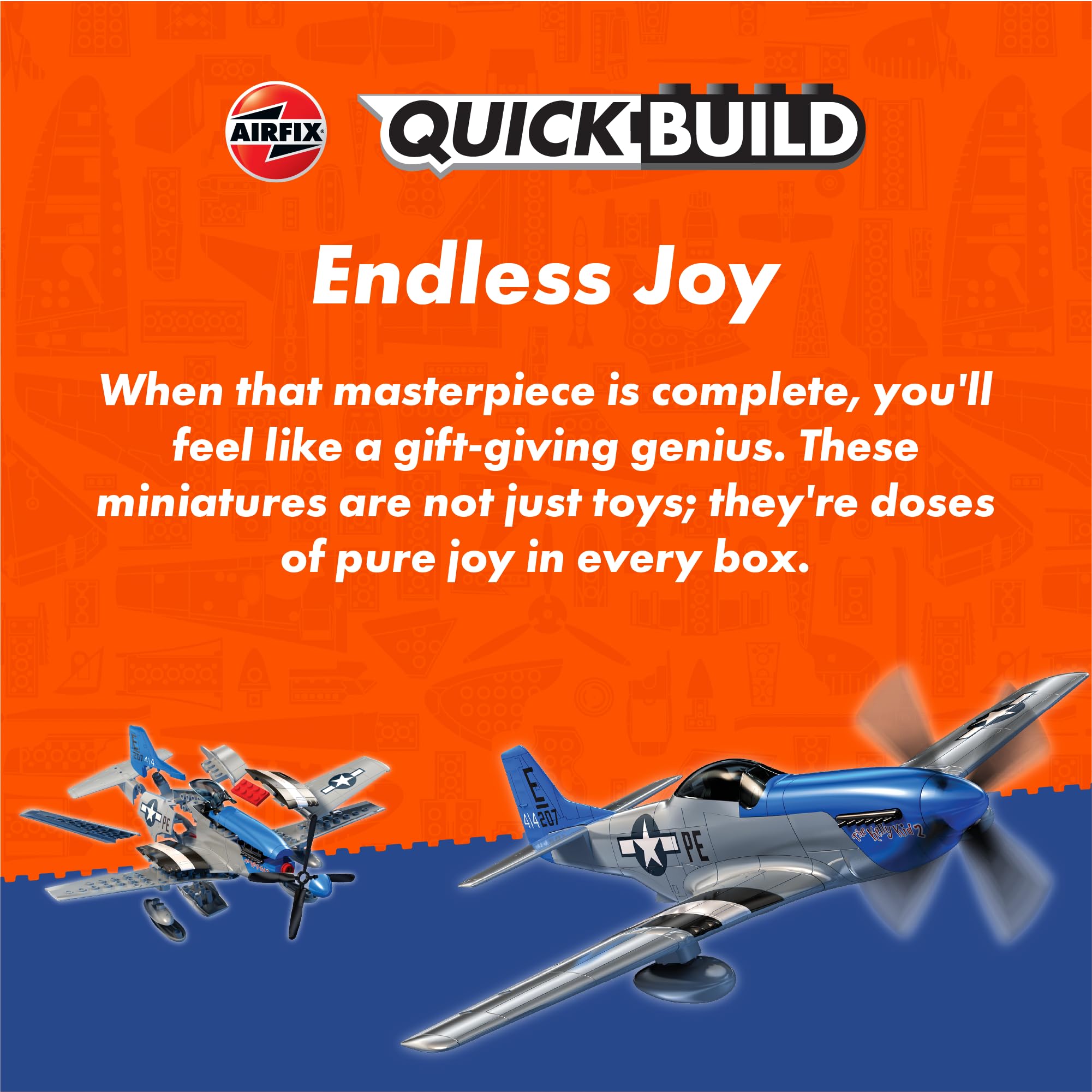 Airfix QUICKBUILD P-51D Mustang Model Kit - Snap Together Plastic Aircraft Model for Kids 8+ 10